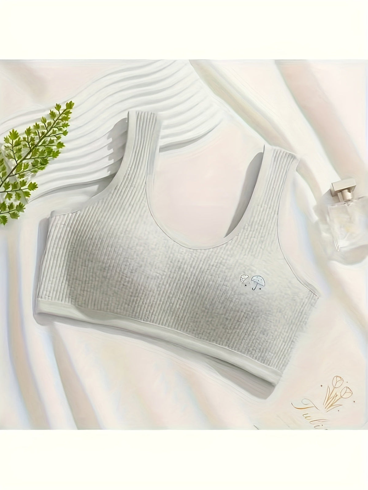 Girls' Ribbed Training Bras Four Pack with Removable Pads and Small Embroidered Details in Mixed Colors
