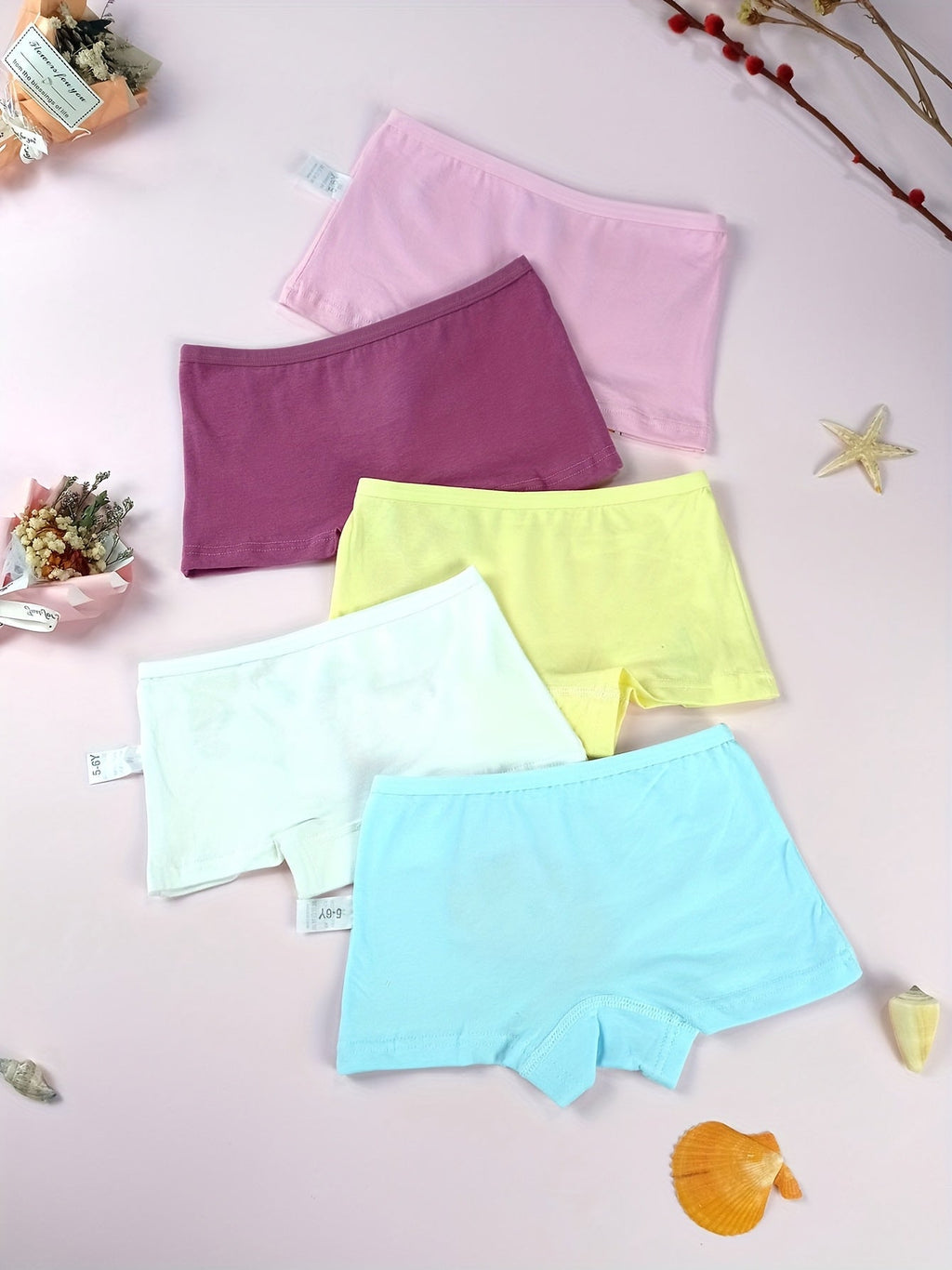 Girls Boxer Briefs Eight-Pack with Random Cartoon Prints and Short Legs for Everyday Underwear Changes
