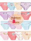 Girls' Pastel Cartoon Briefs 8-Pack in a Random Assortment with Cotton Blend Fabric for Daily Changes