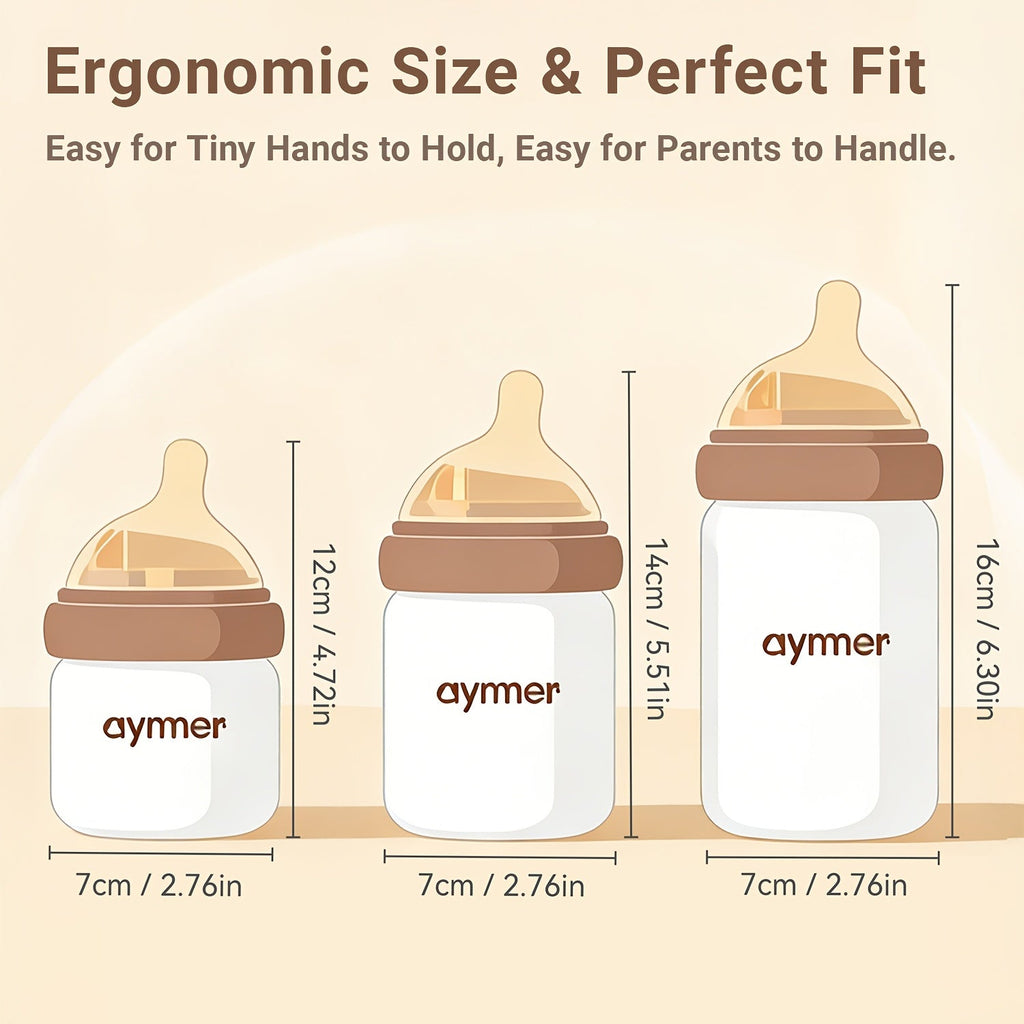 Anti-Colic Baby Bottle Set - Wide-Neck Leak-Resistant Design – 3-Variant Selection