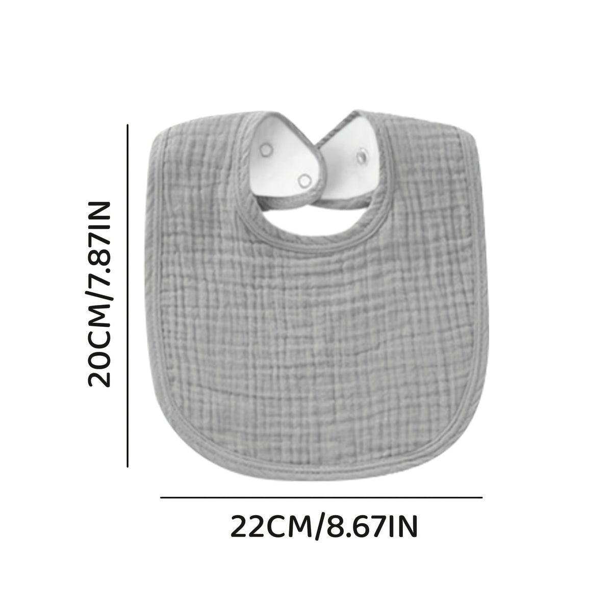 Baby Muslin Bibs Ten Pack in Mixed Colors with Adjustable Snaps and Polyester Fleece Backing