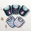 Cotton Baby Bibs in Five-Piece Cartoon Sets with Adjustable Neck Fastenings for Feeding and Daily Changes