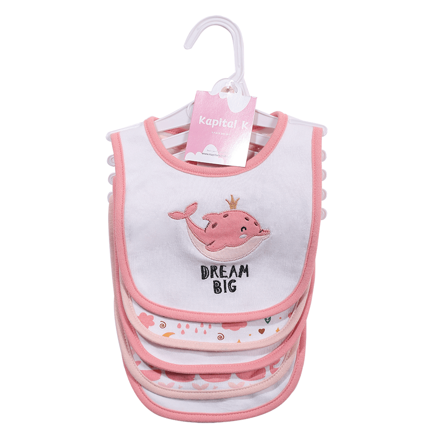Cotton Baby Bibs in Five-Piece Cartoon Sets with Adjustable Neck Fastenings for Feeding and Daily Changes