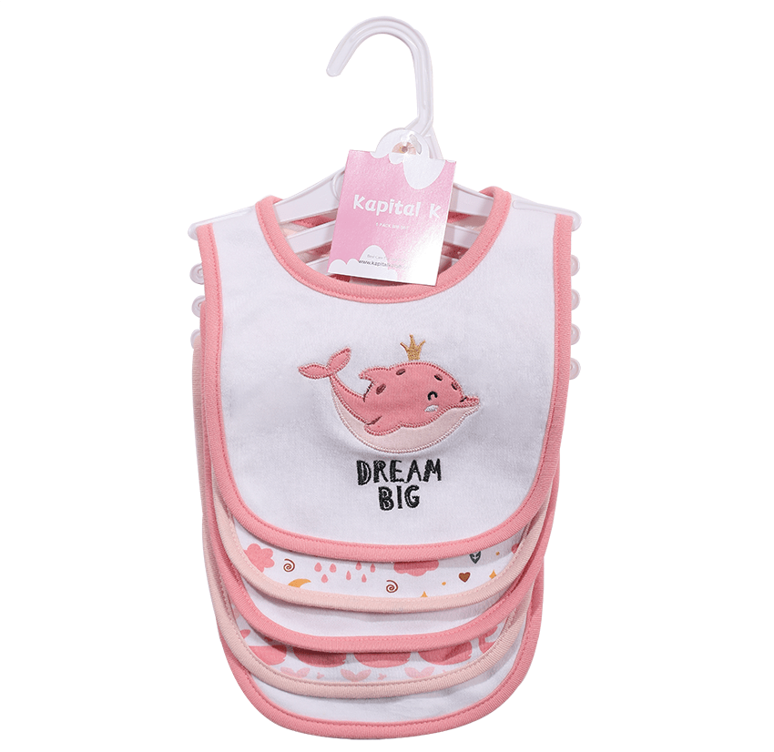 Cotton Baby Bibs in Five-Piece Cartoon Sets with Adjustable Neck Fastenings for Feeding and Daily Changes