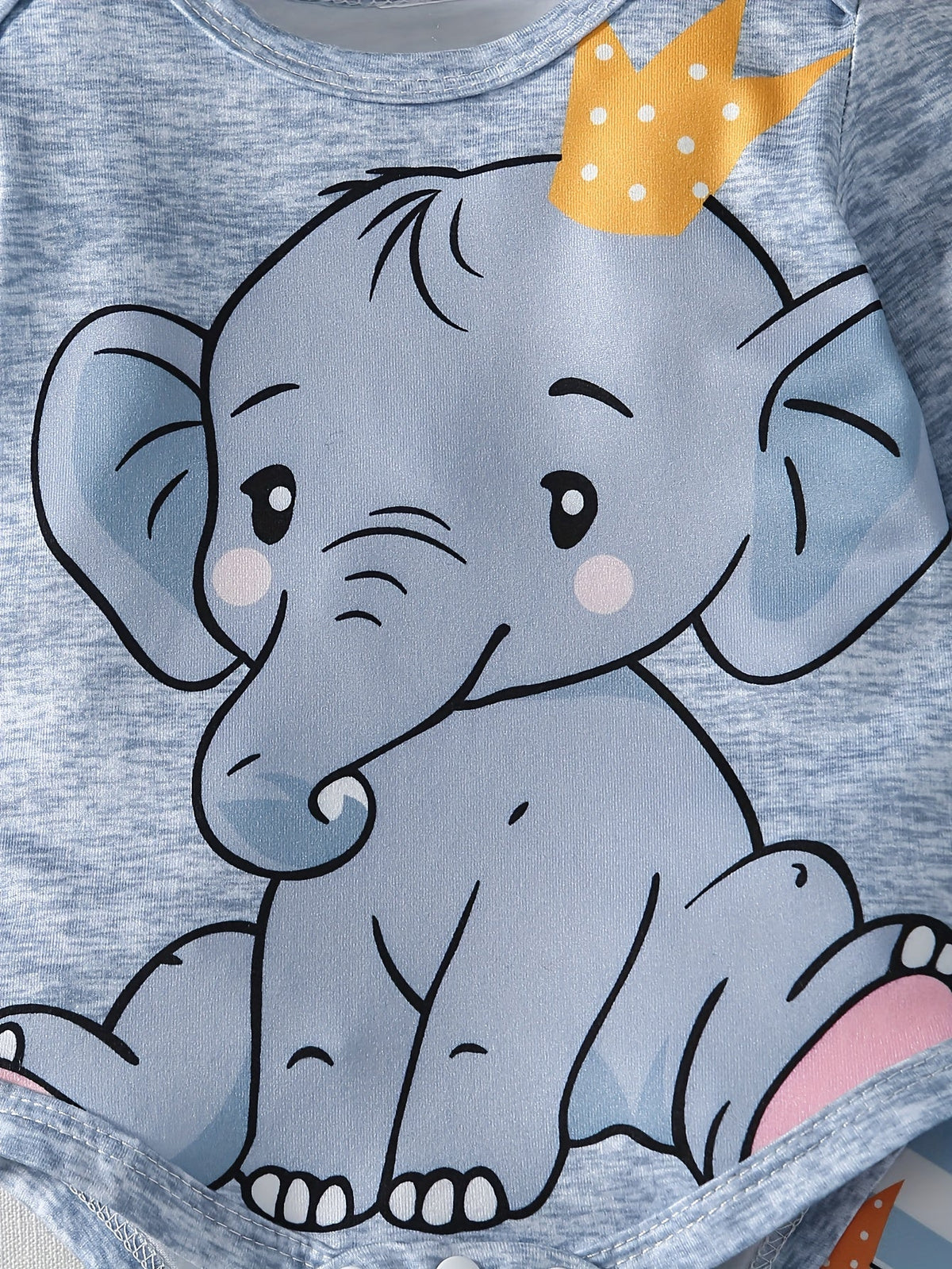 Baby Boys' Elephant Outfit Set in Gray and Blue Stripes with a Long-Sleeve Bodysuit and Footed Pants