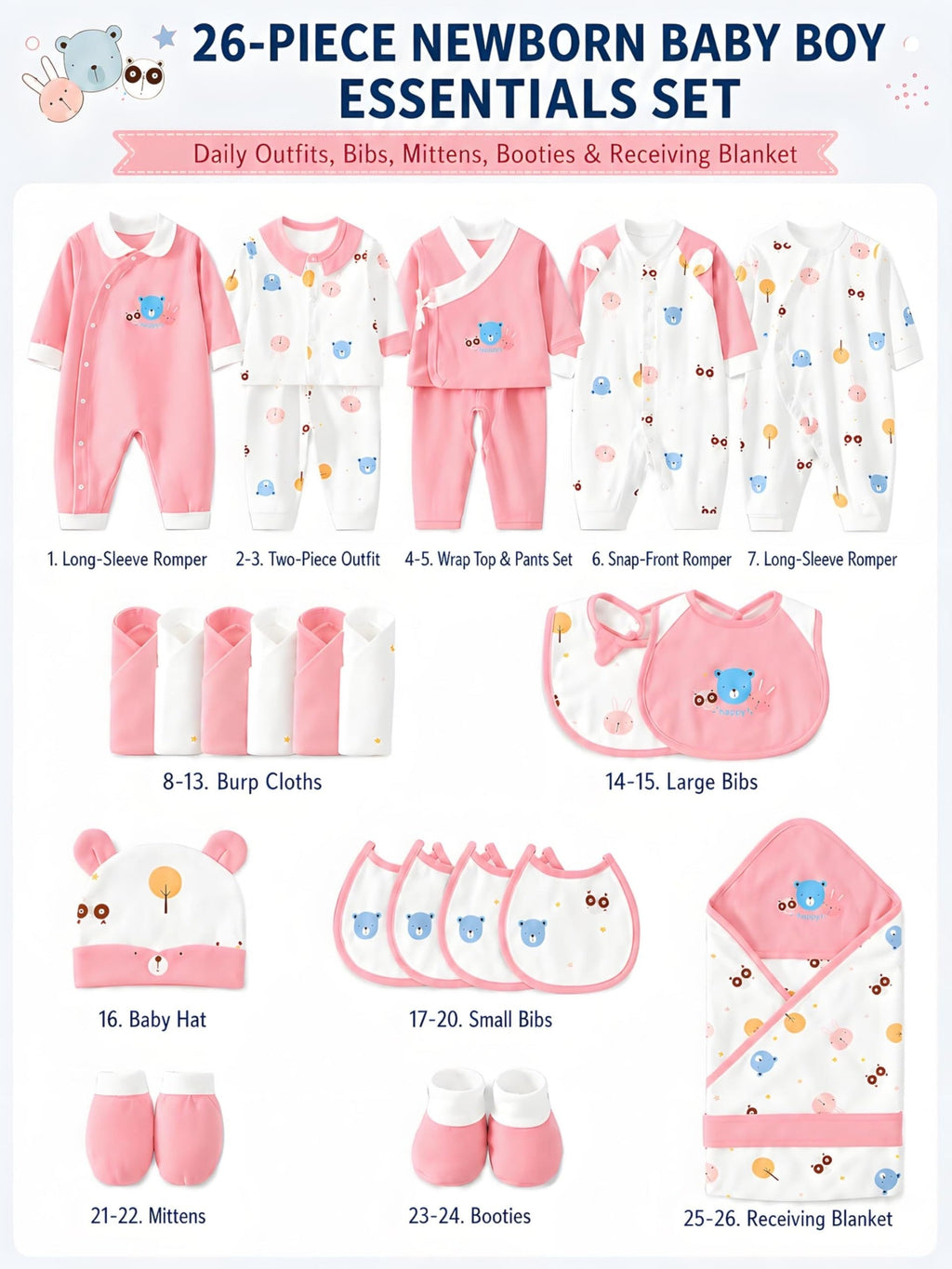 Baby & Toddler Outfit Set – Baby Mixed colors Long-Sleeve Romper – Colorway 31205
