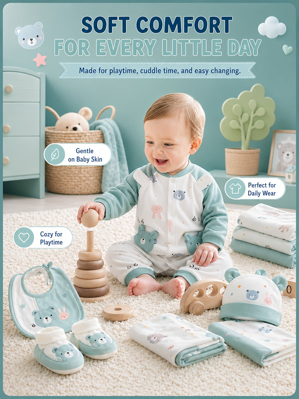 Baby & Toddler Outfit Set – Baby Mixed colors Long-Sleeve Romper – Colorway 31205