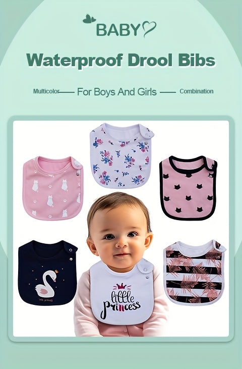Baby Printed Feeding Bibs 12-Pack with Adjustable Snap Closures and Pink Navy Designs for Everyday Mealtimes