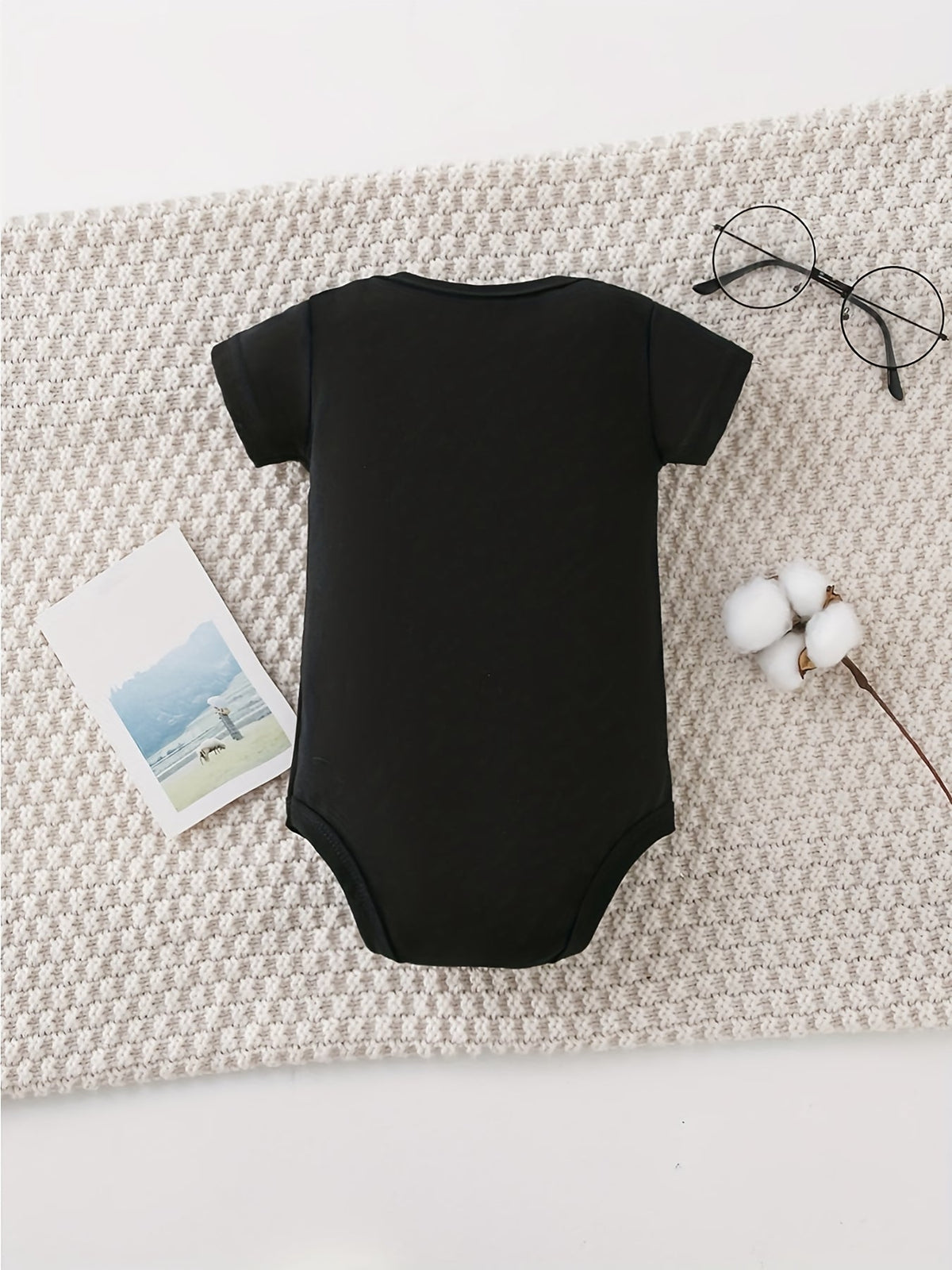 Baby Boy Big Sister Cotton Bodysuit in Black with Funny Family Lettering and Short Sleeves for Daily Wear