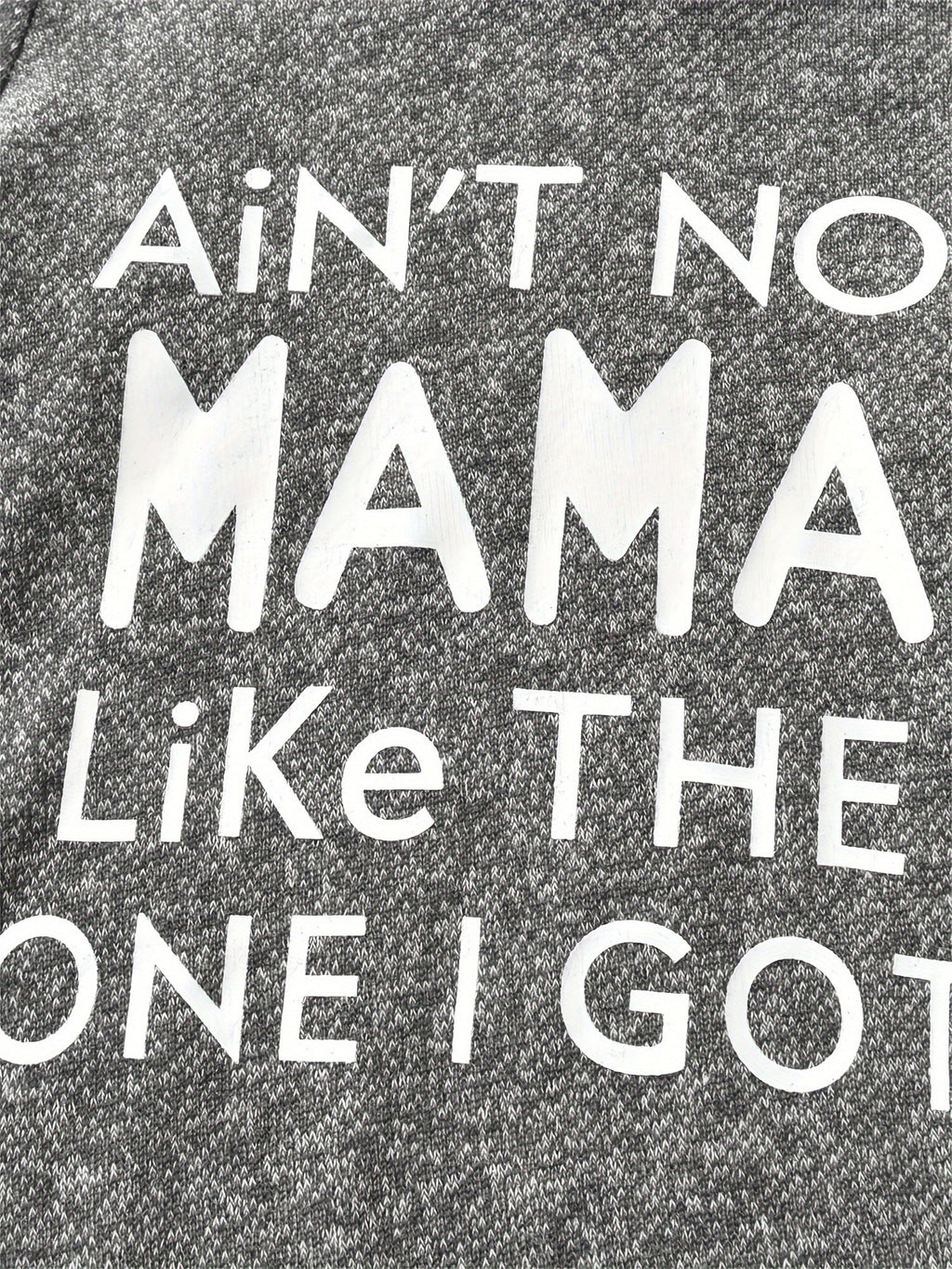 Baby Boys' Grey Hooded Bodysuit and Pants Set with Mama Lettering and Black White Striped Trim
