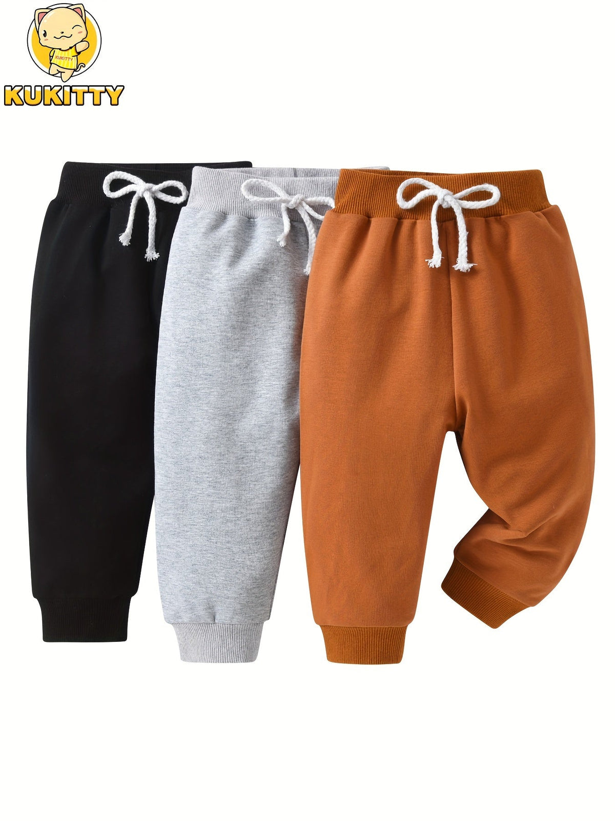 Baby Boys' Solid Color Jogger Pants with Ribbed Cuffs and an Elastic Waist for Everyday Casual Outfits