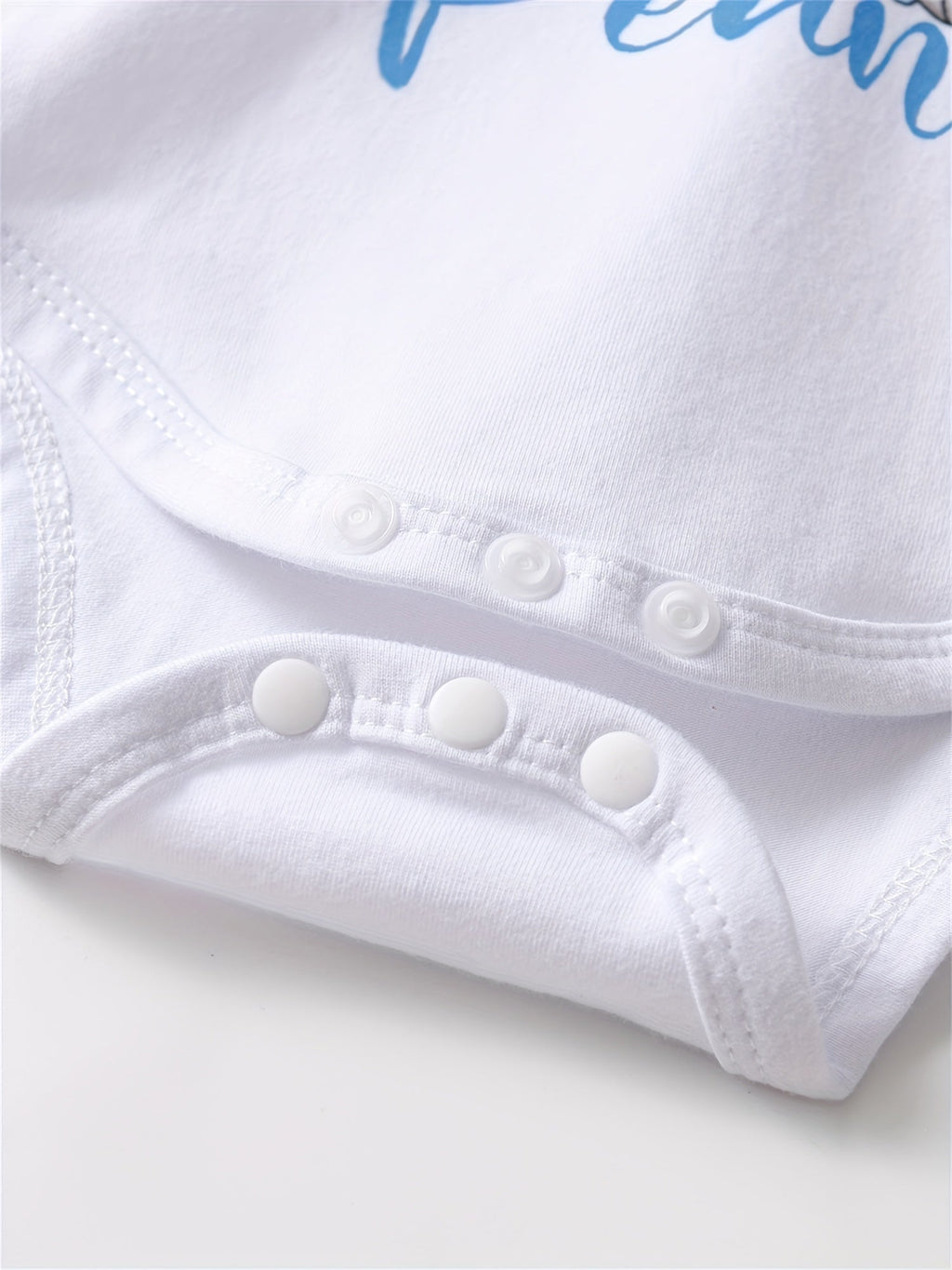 Baby Boys' Elephant Bodysuit, Pants and Hat Set in Blue and White with a Mama's Little Peanut Graphic