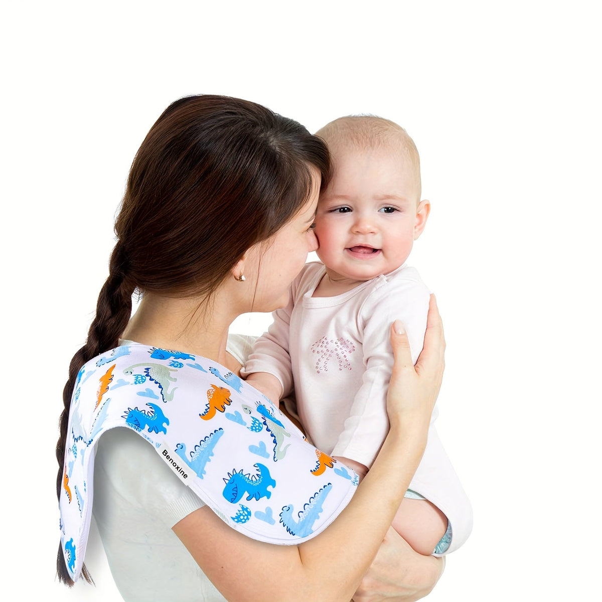 Baby Burp Cloths 12-Pack in Assorted Animal Prints, Contoured Shoulder Cloths with Cotton Outer Layers