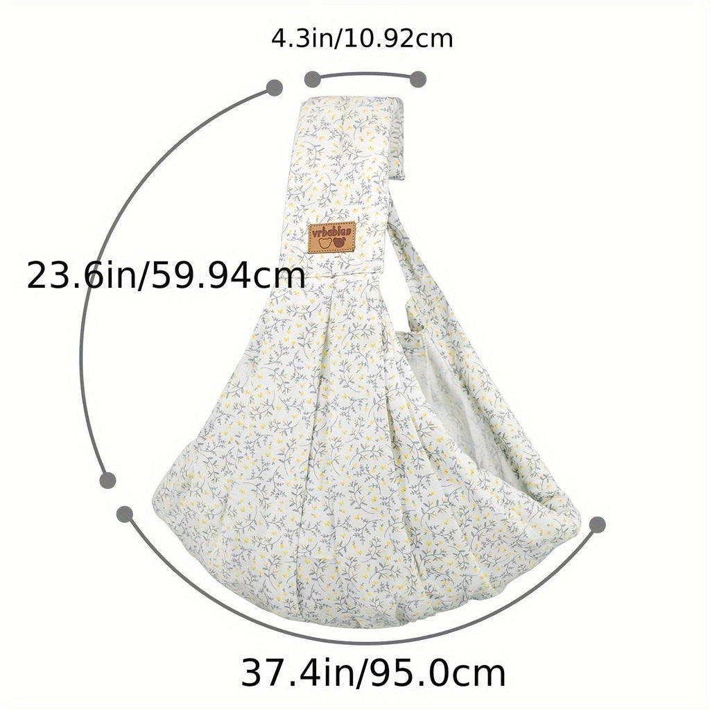 Baby Sling Carrier in a Yellow Floral Print with an Adjustable Buckle Strap and Handy Front Pocket