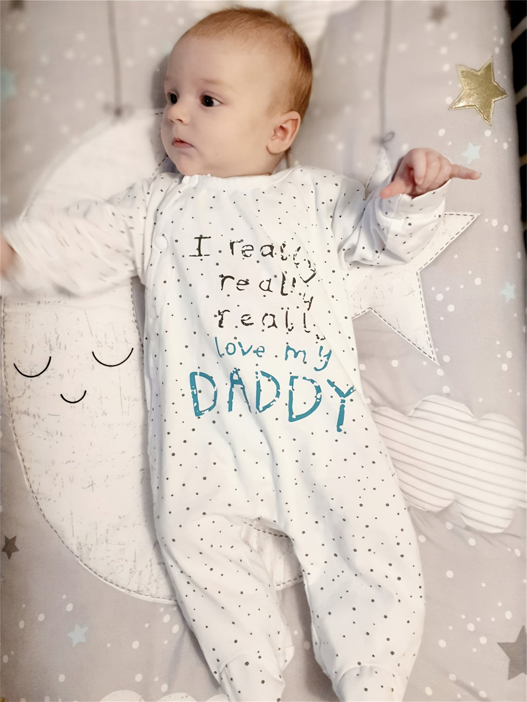 Baby Daddy and Mummy Footed Rompers 2-Pack with Long Sleeves and Family Slogan Prints for Everyday Outfits