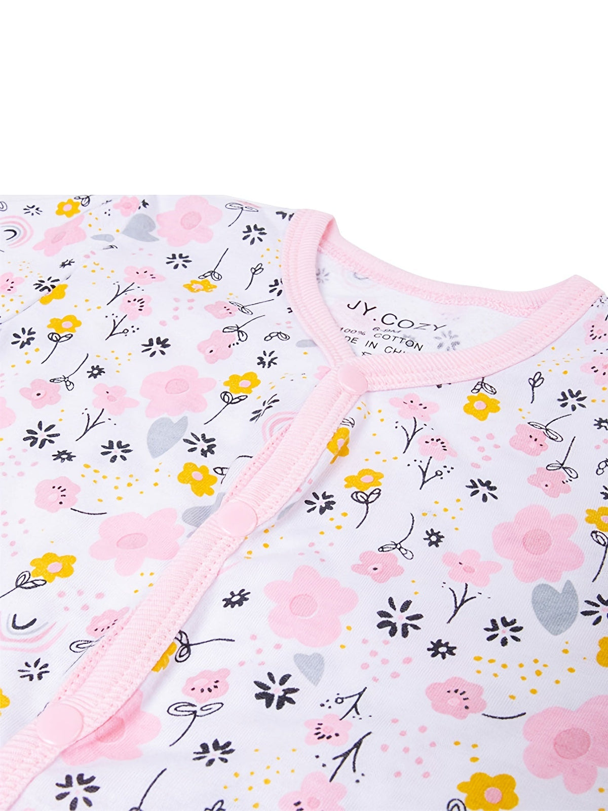 Baby Girls' Footed Rompers 4-Pack with Long Sleeves and Mixed Floral Animal Prints for Everyday Dressing