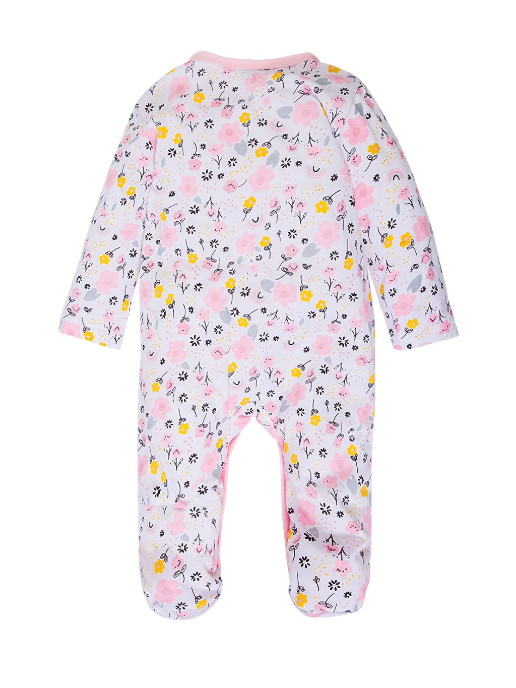 Baby Girls' Footed Rompers 4-Pack with Long Sleeves and Mixed Floral Animal Prints for Everyday Dressing