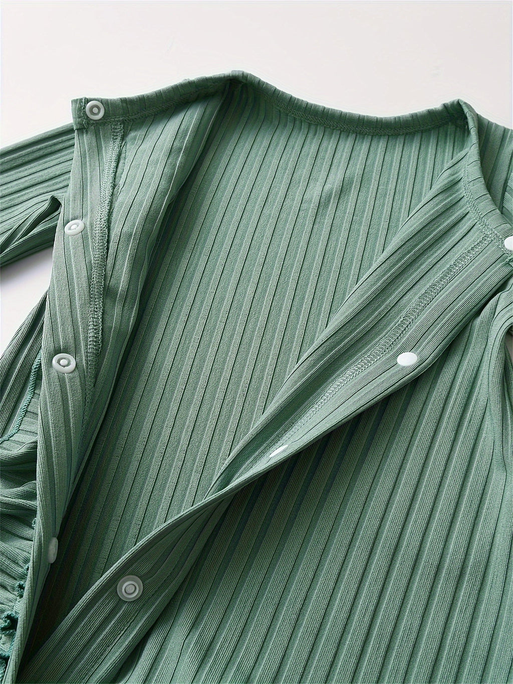 Baby Girls' Ruffle Front Rompers 2-Pack in Green and Rabbit Print with Long Sleeves for Everyday Outfits