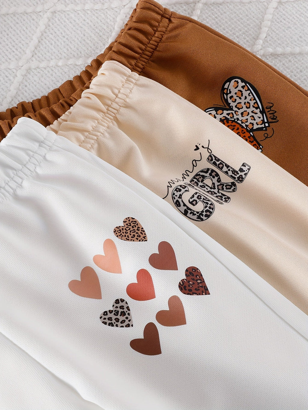 Baby Girls' Sweatshirt Outfit Sets in a Six-Piece Pack with Heart Graphics and Matching Jogger Pants