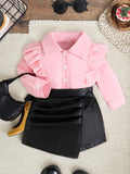 Baby Girls' Blouse and Skort Set with Ruffle Shoulders and a Wrap Front for Dressy Summer Outfits