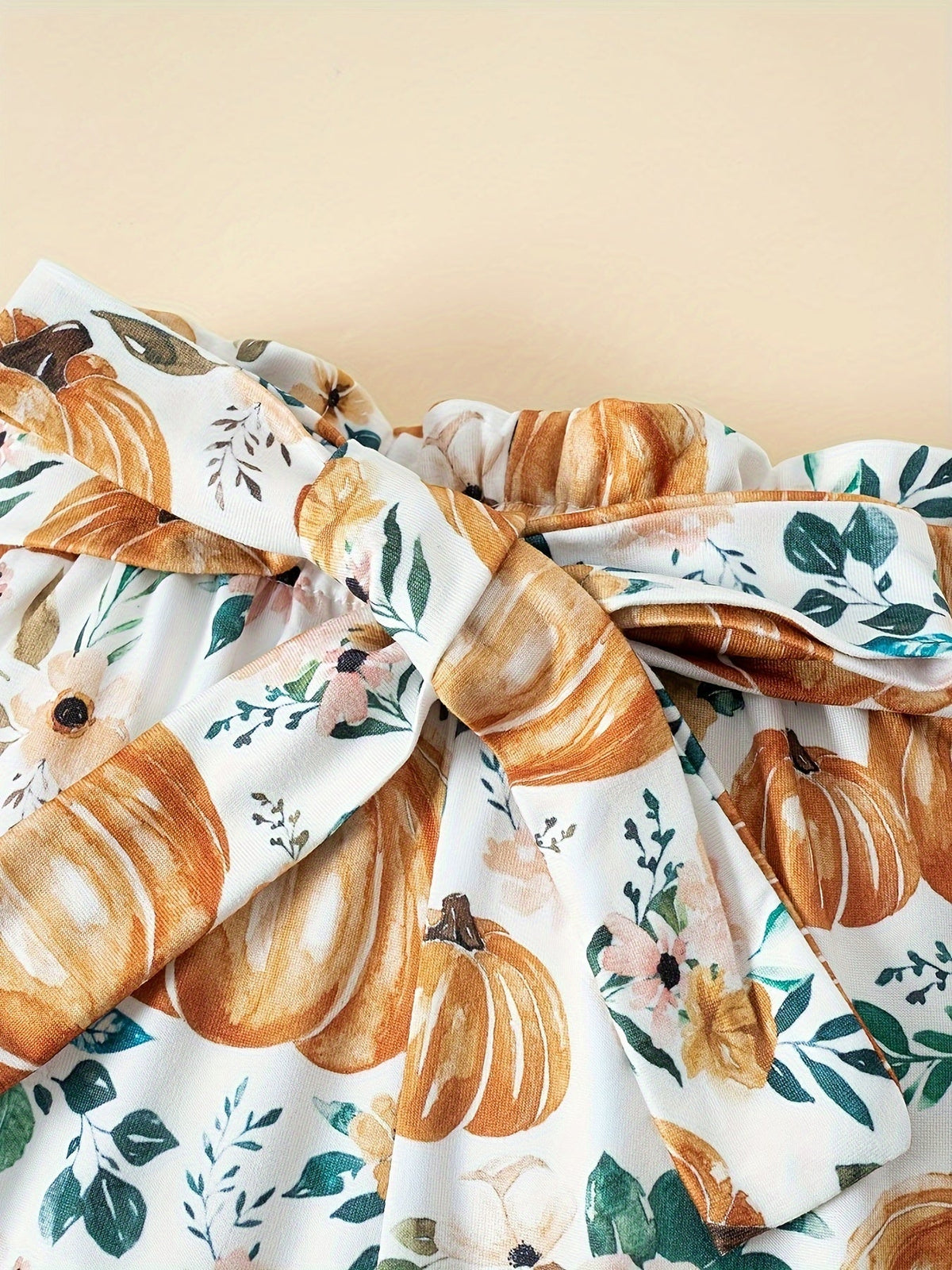 Toddler Girls' Pumpkin Top and Pants Set with Ruffle Details and a Matching Bow Headband for Fall Outfits