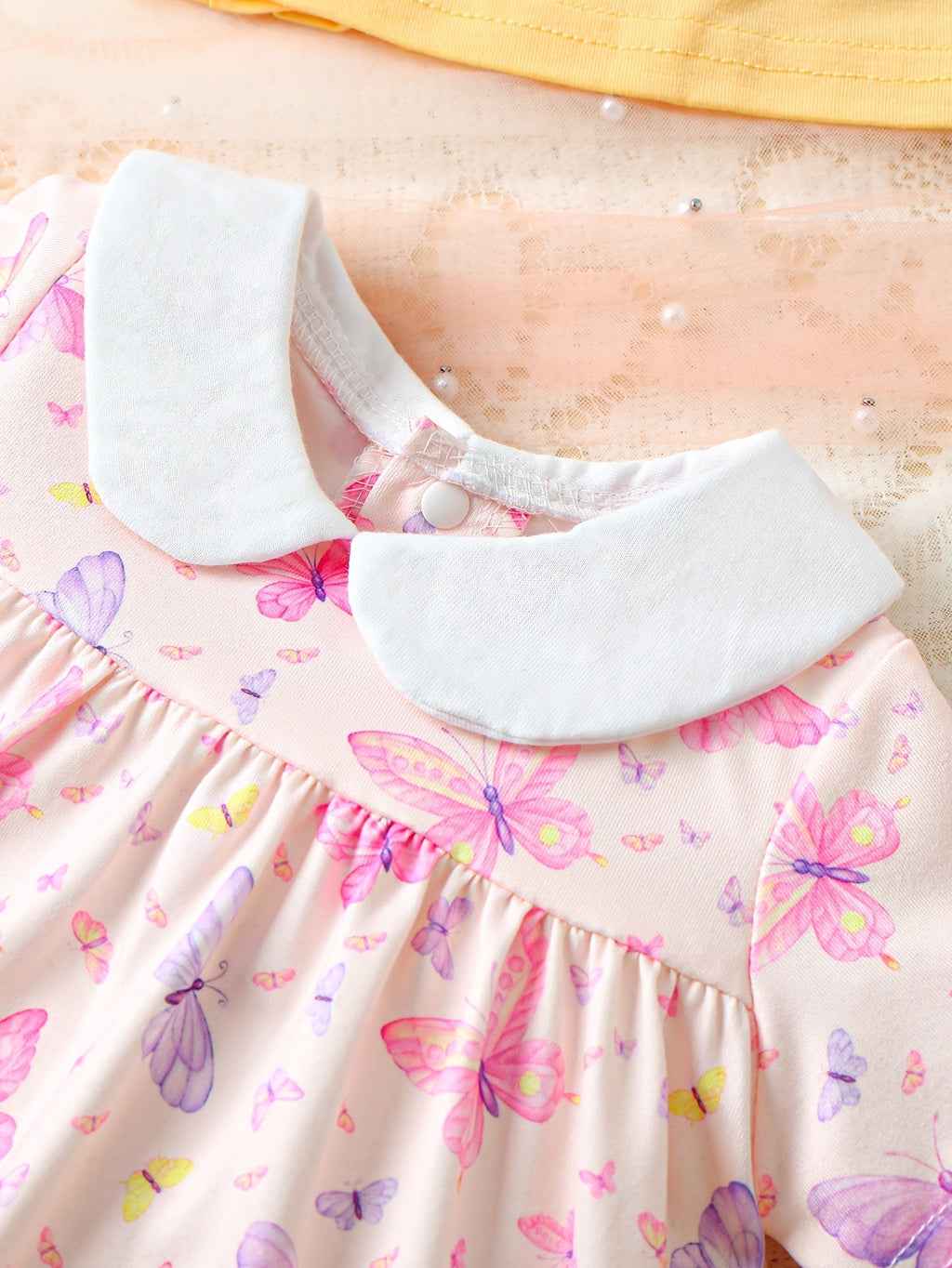 Baby Girl Collared Dresses Three Pack with Floral Butterfly and Solid Designs for Everyday Outfits