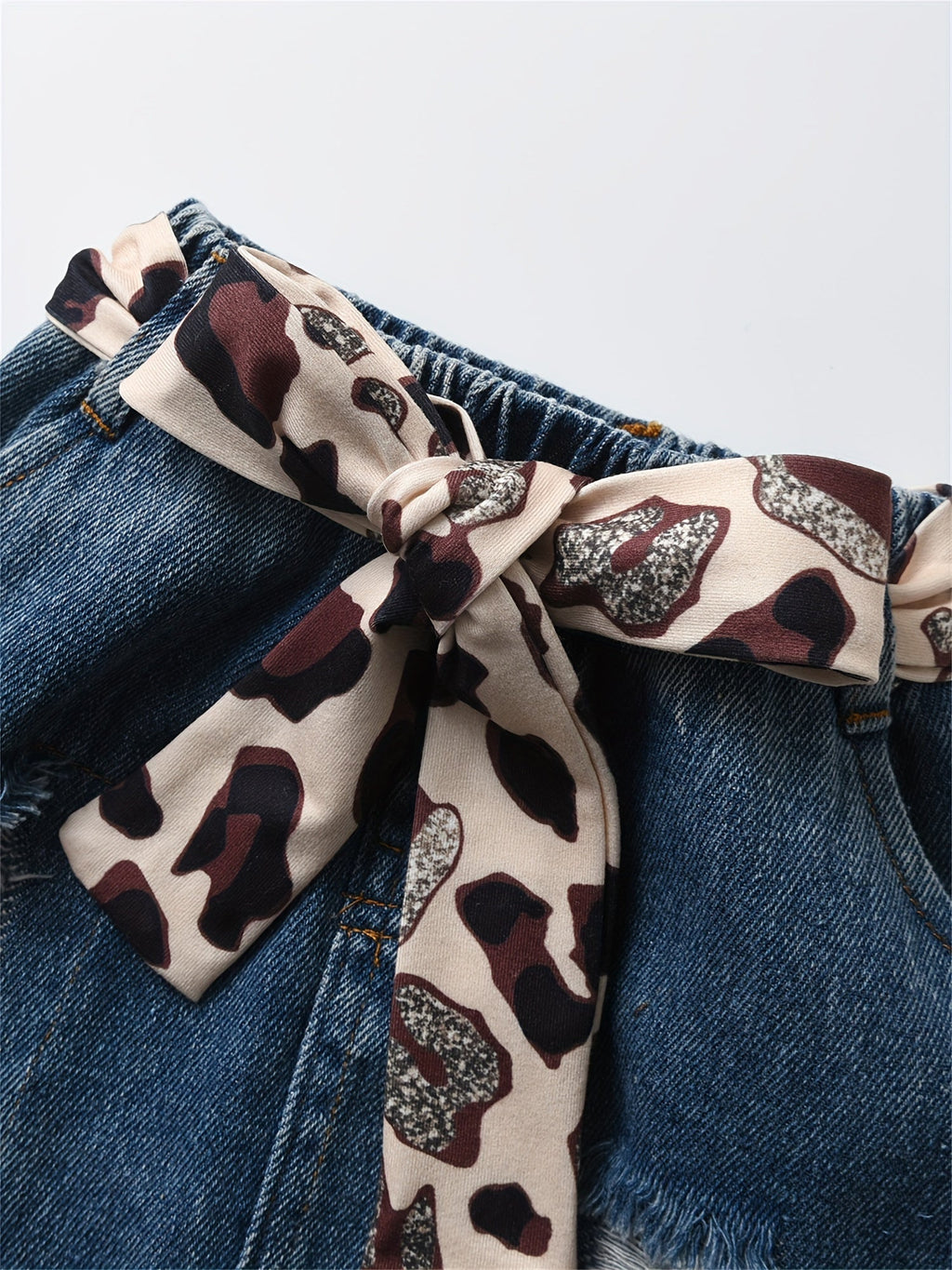 Baby Girls' Mama Is My Bestie Bodysuit and Denim Skirt Set with Leopard Accents for Coordinated Outfits