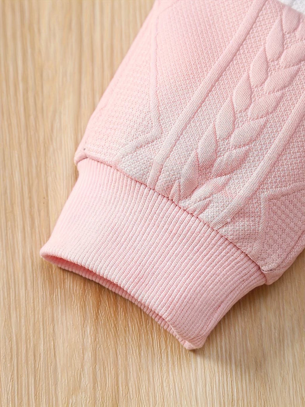 Toddler Girls' Textured Pants Set with an M Letter Top and Gray Pink White Colorblocking in 18-24M