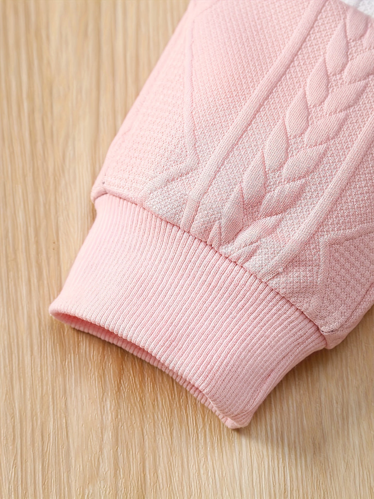 Toddler Girls' Textured Pants Set with an M Letter Top and Gray Pink White Colorblocking in 18-24M