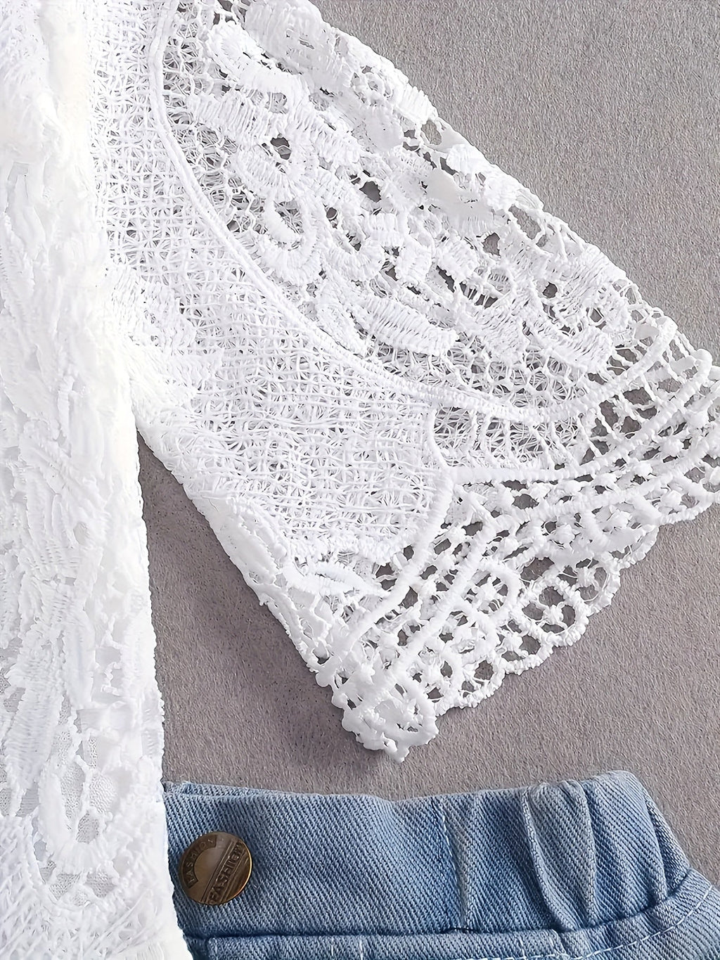 Baby Girls Outfit Set - Denim-Look Lace