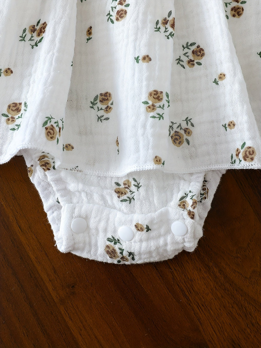Baby Girls' Floral Romper with Smocked Bodice and Long Sleeves Plus Matching Bow Headband in Cream or White