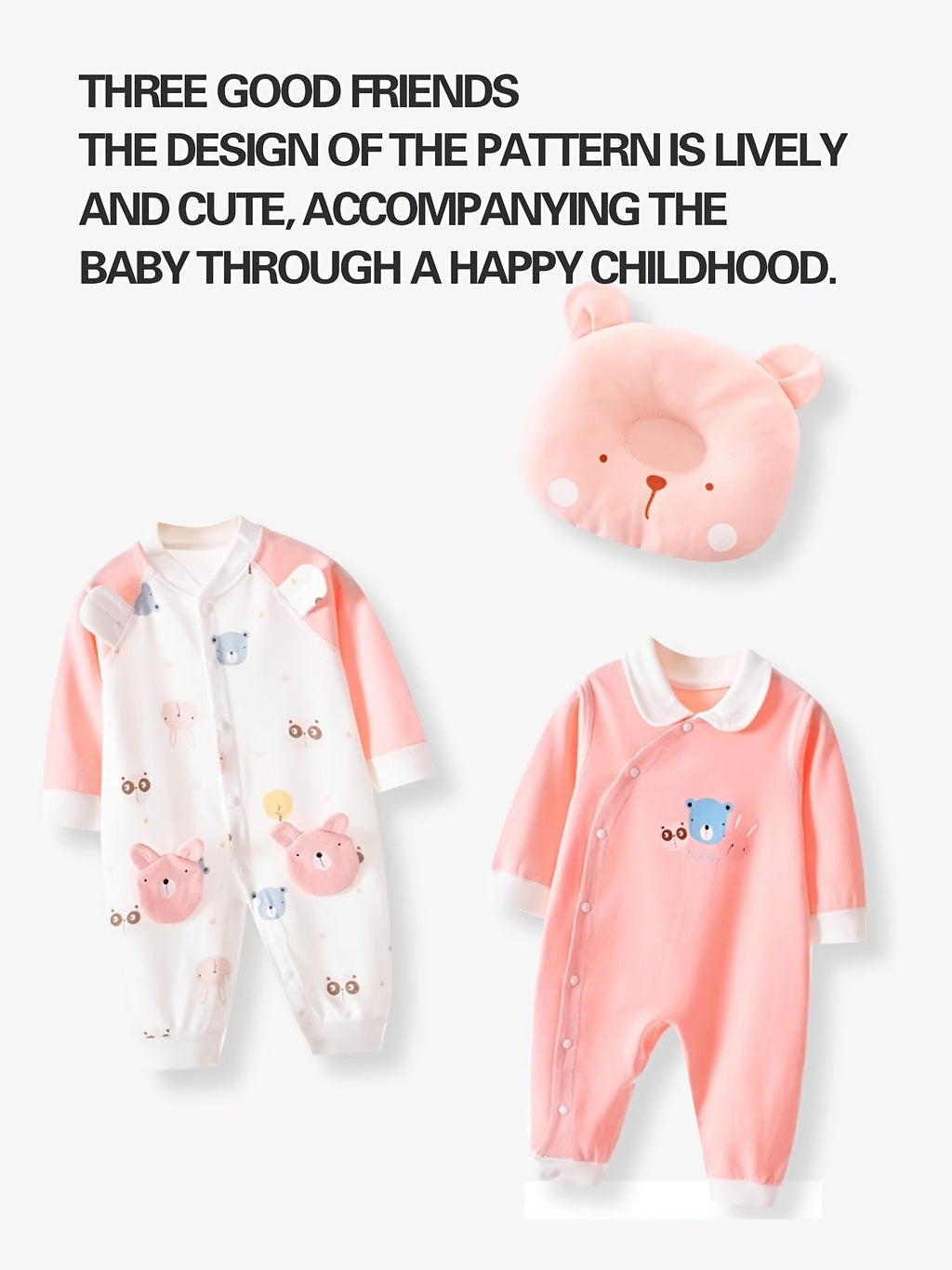 Pink Baby Clothing Set Featuring 26 Pieces of Bear Print Outfits, Bibs and Receiving Blankets