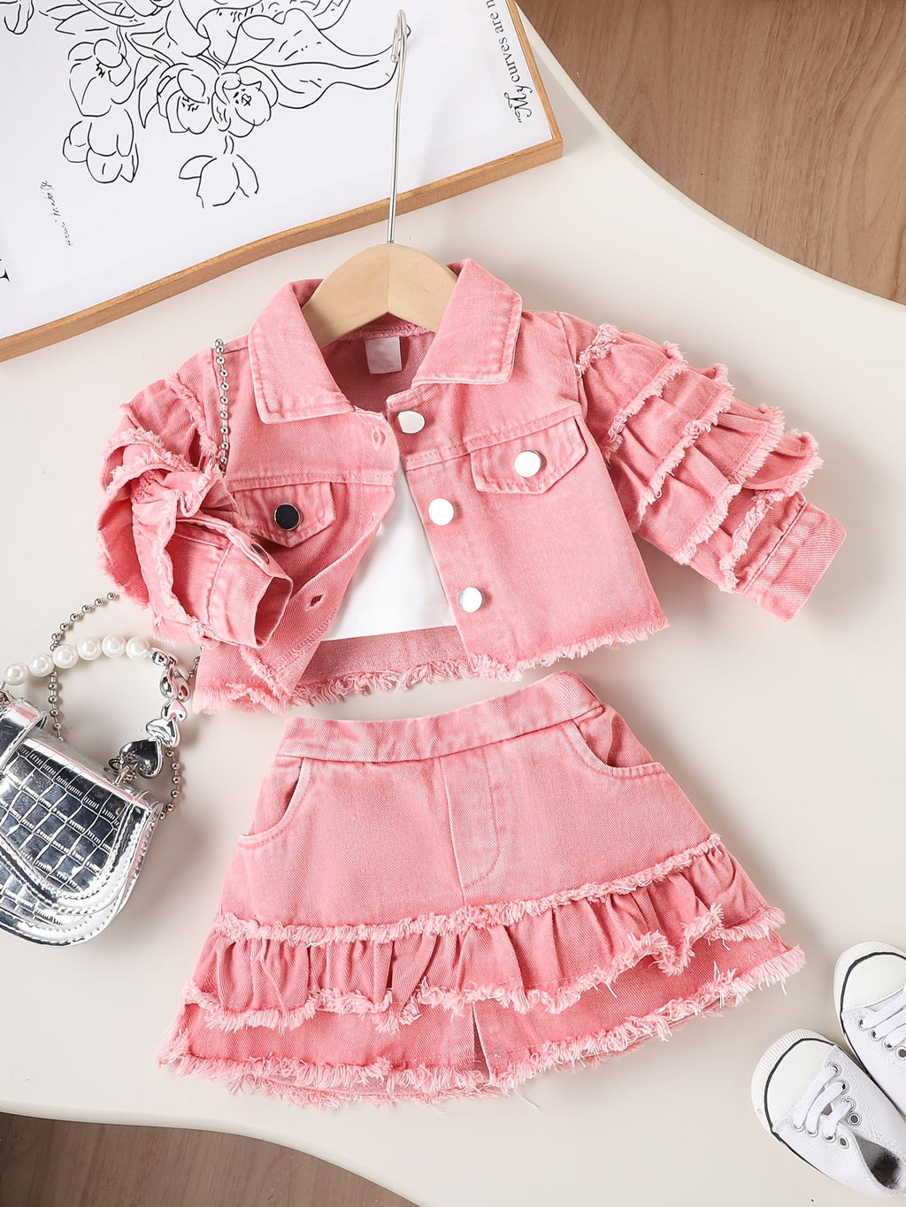 Baby Girls' Ruffle Denim Jacket & Skort Set - 2-Piece