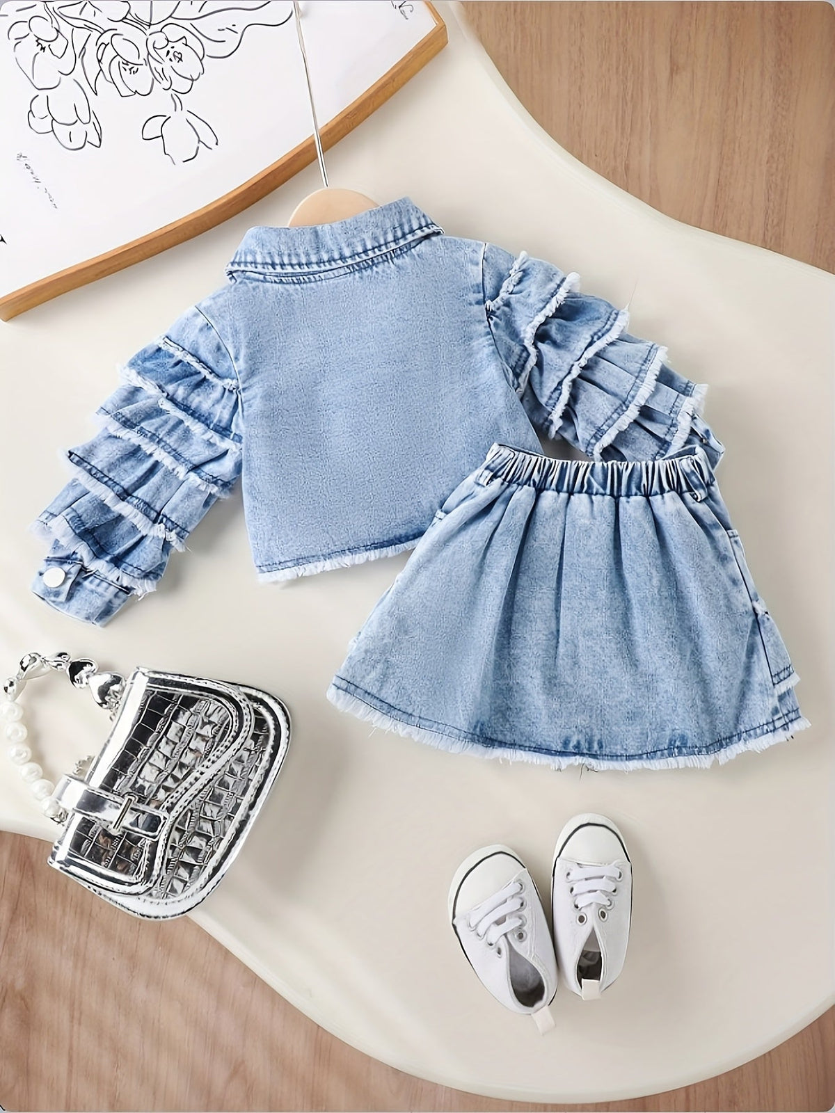 Baby Girls' Ruffle Denim Jacket & Skort Set - 2-Piece