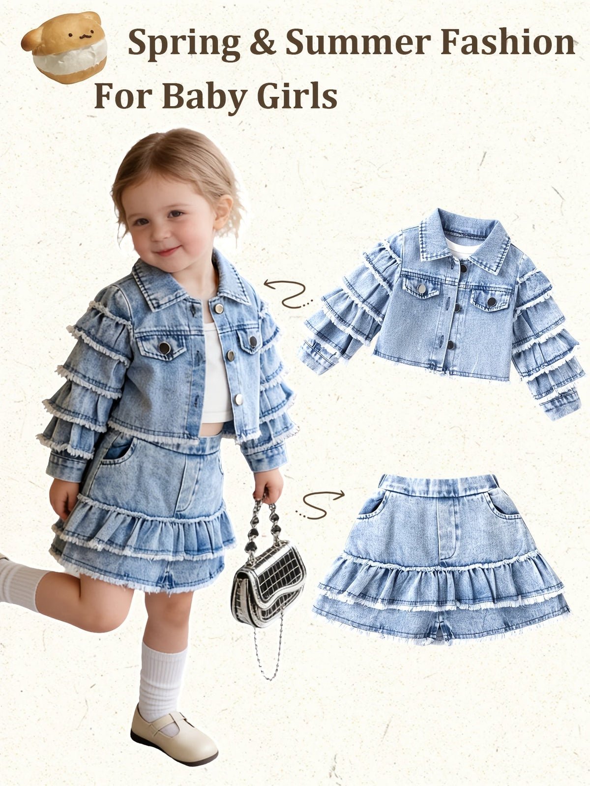 Baby Girls' Ruffle Denim Jacket & Skort Set - 2-Piece