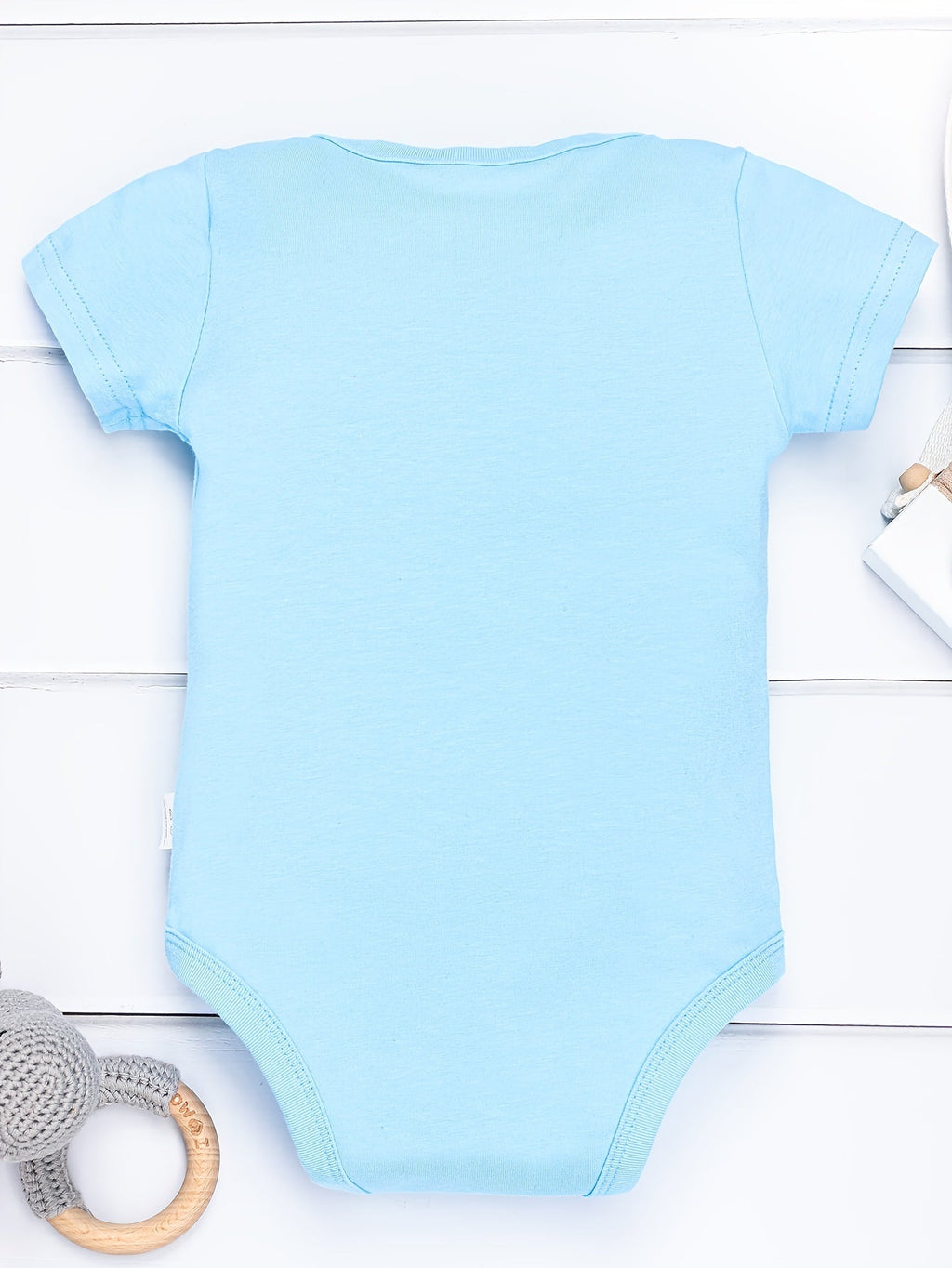 Sky Blue Baby Bodysuit with a Handsome Like Dad Slogan and Short Sleeves for Playful Everyday Outfits