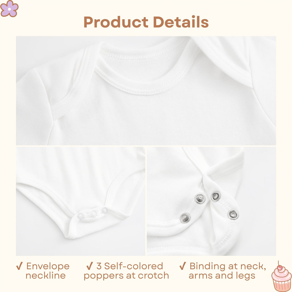 Baby Lil Nugget Bodysuit in White Cotton with Red Script and Short Sleeves for Simple Everyday Outfits