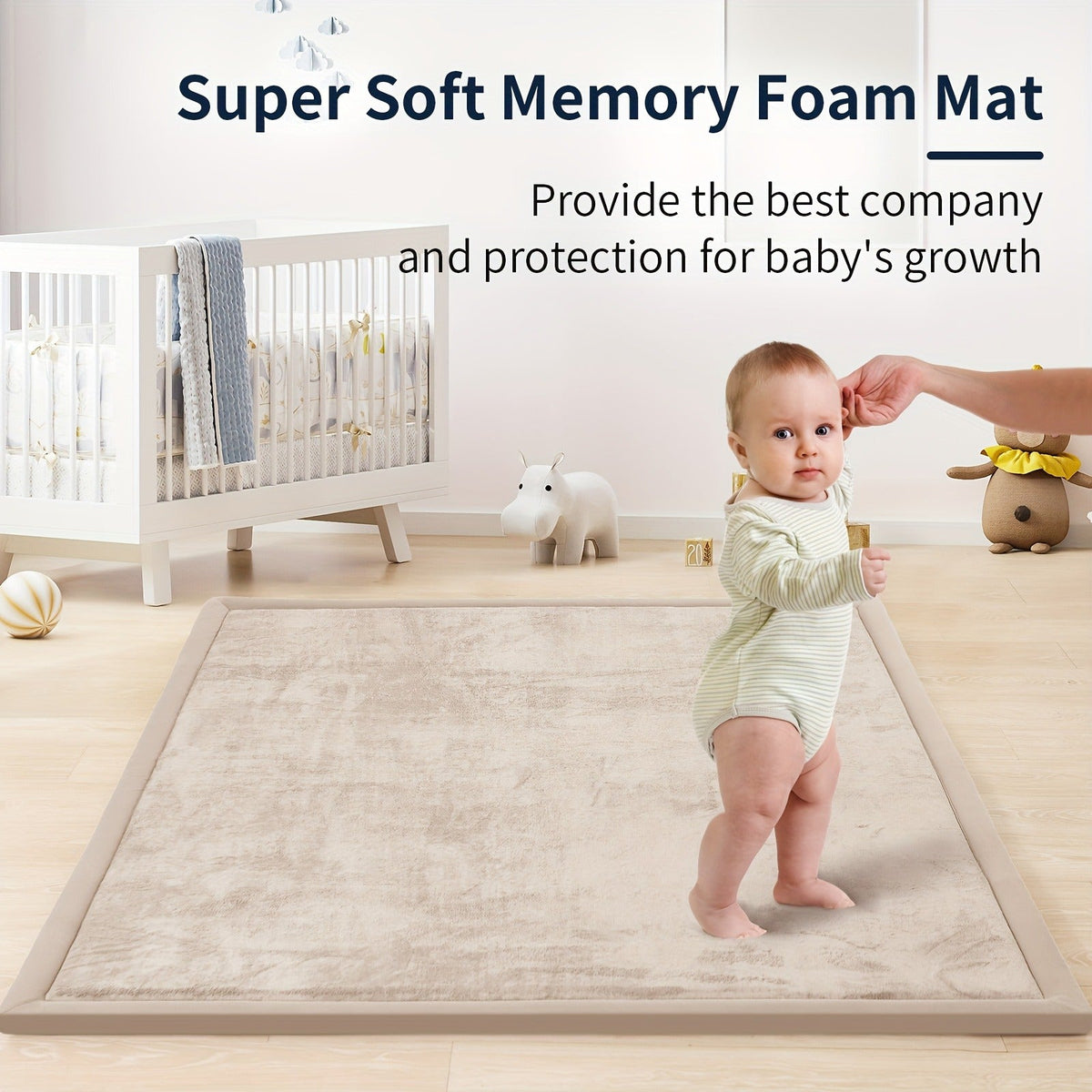 Cushioned Baby Play Mat with a Coral Velvet Surface and 1.1-Inch Memory Foam for Comfortable Floor Time