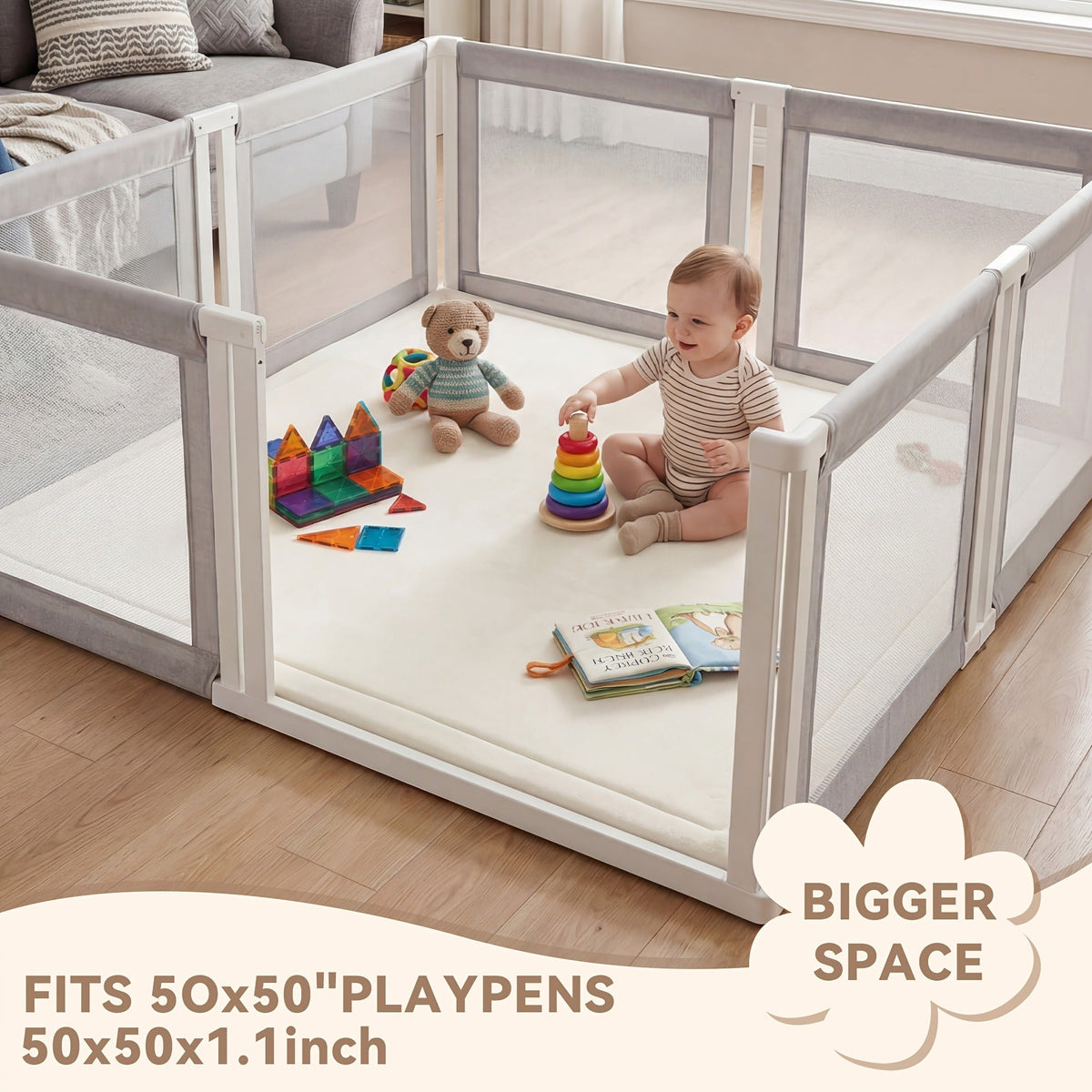 Cushioned Baby Play Mat with a Coral Velvet Surface and 1.1-Inch Memory Foam for Comfortable Floor Time