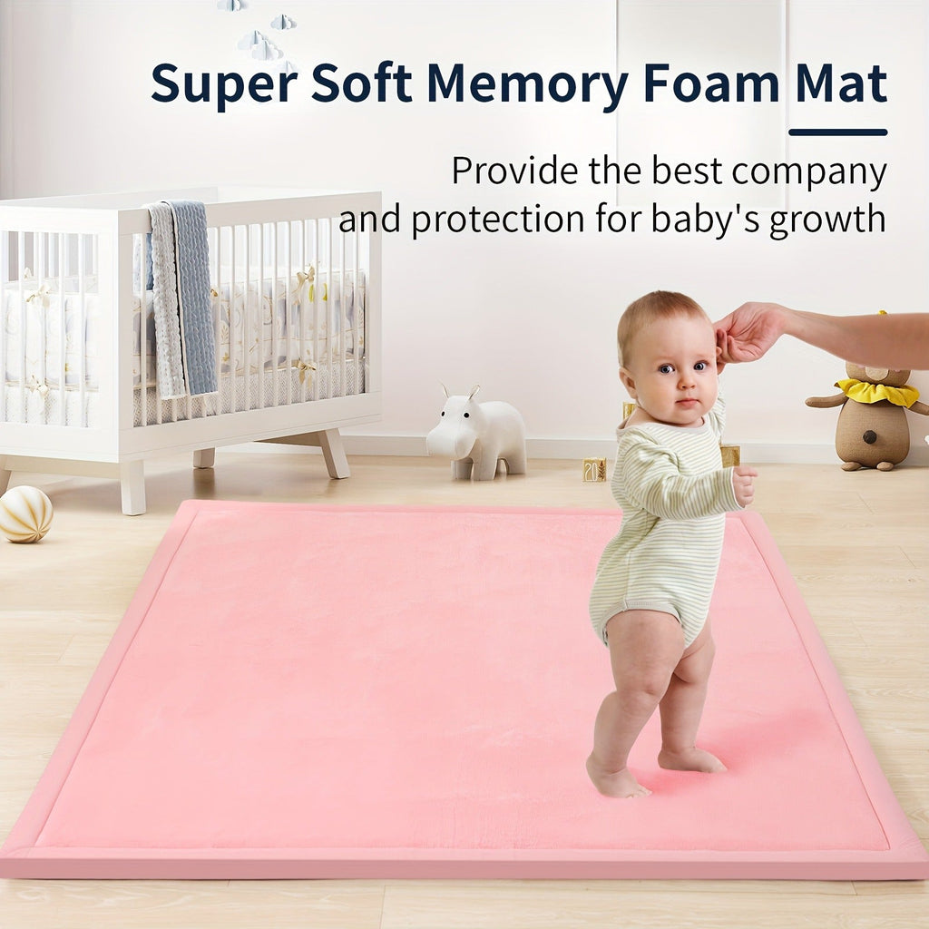Cushioned Baby Play Mat with a Coral Velvet Surface and 1.1-Inch Memory Foam for Comfortable Floor Time