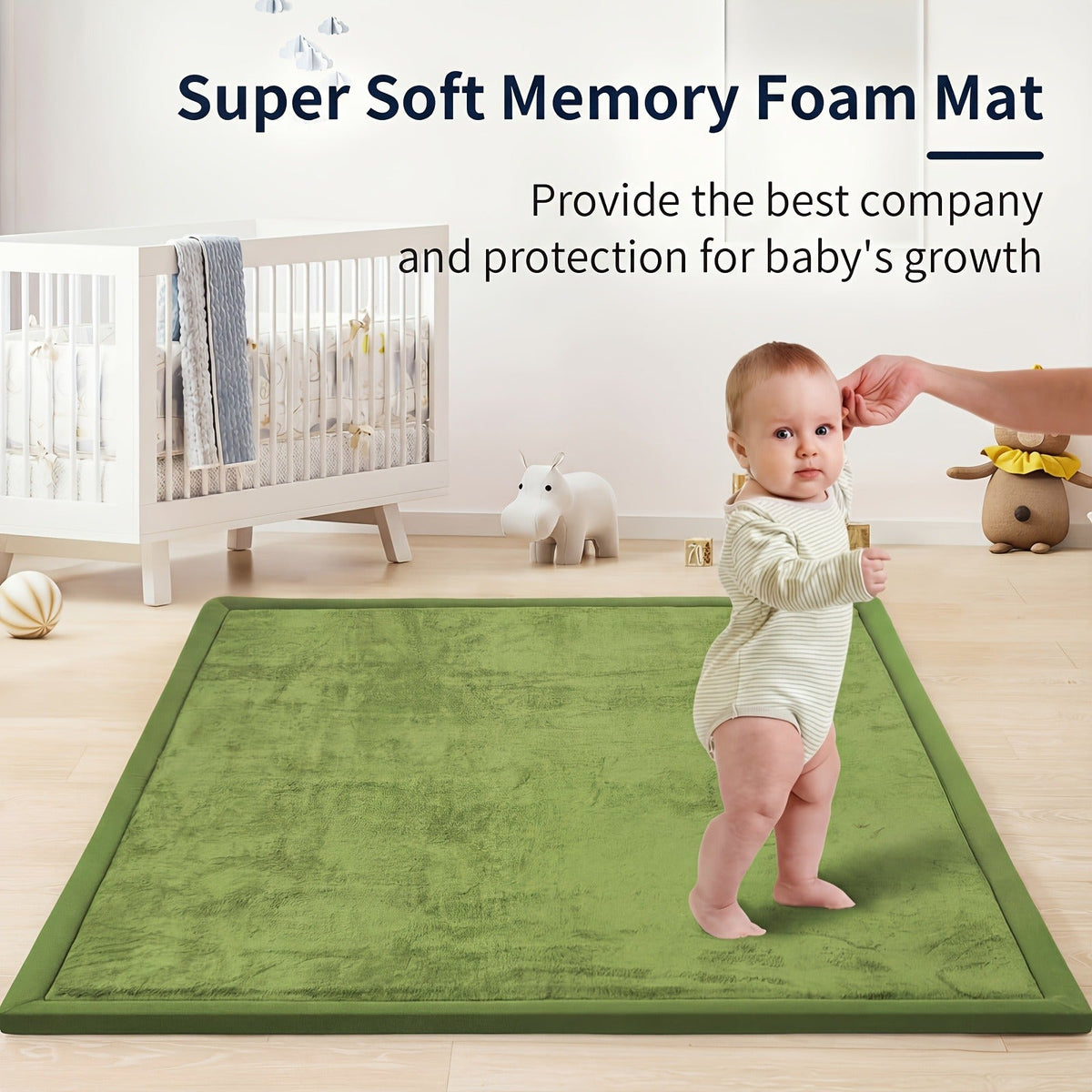 Cushioned Baby Play Mat with a Coral Velvet Surface and 1.1-Inch Memory Foam for Comfortable Floor Time