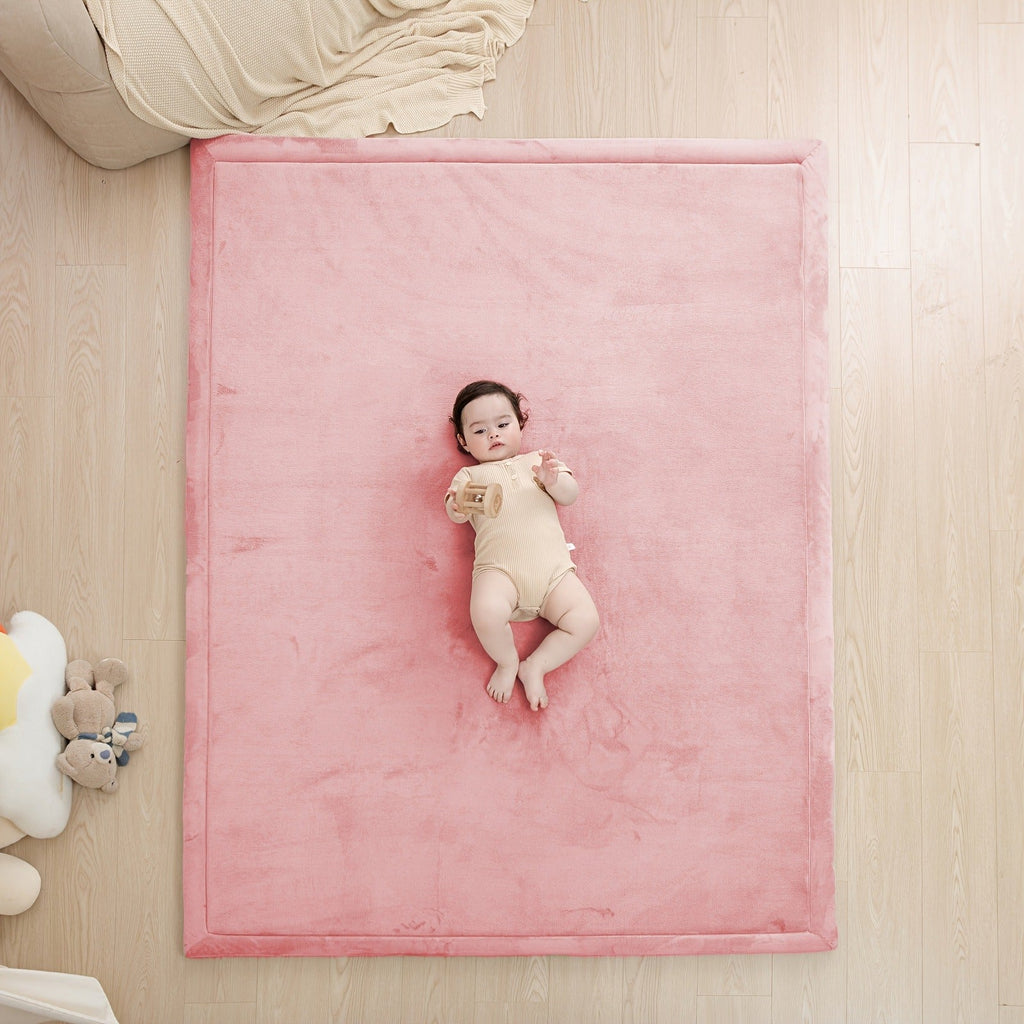 Cushioned Baby Play Mat with a Coral Velvet Surface and 1.1-Inch Memory Foam for Comfortable Floor Time