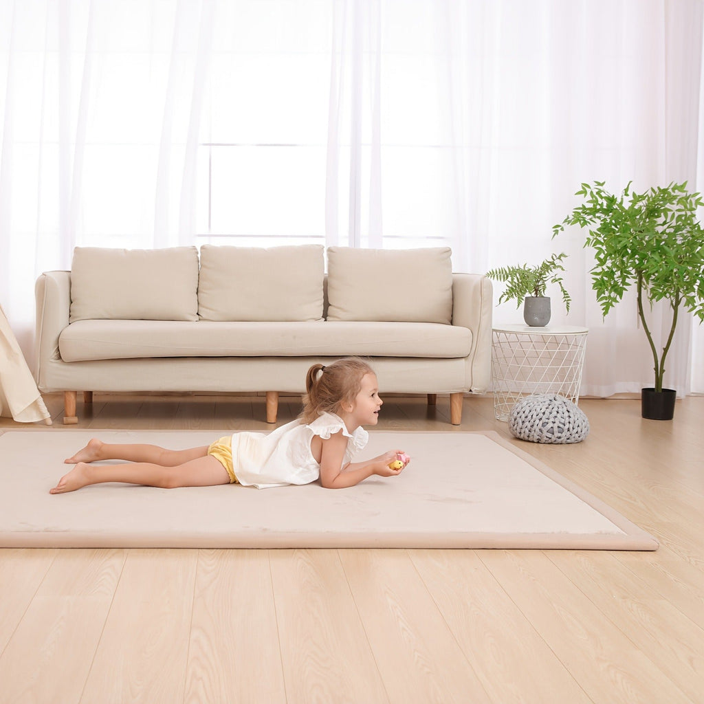 Cushioned Baby Play Mat with a Coral Velvet Surface and 1.1-Inch Memory Foam for Comfortable Floor Time