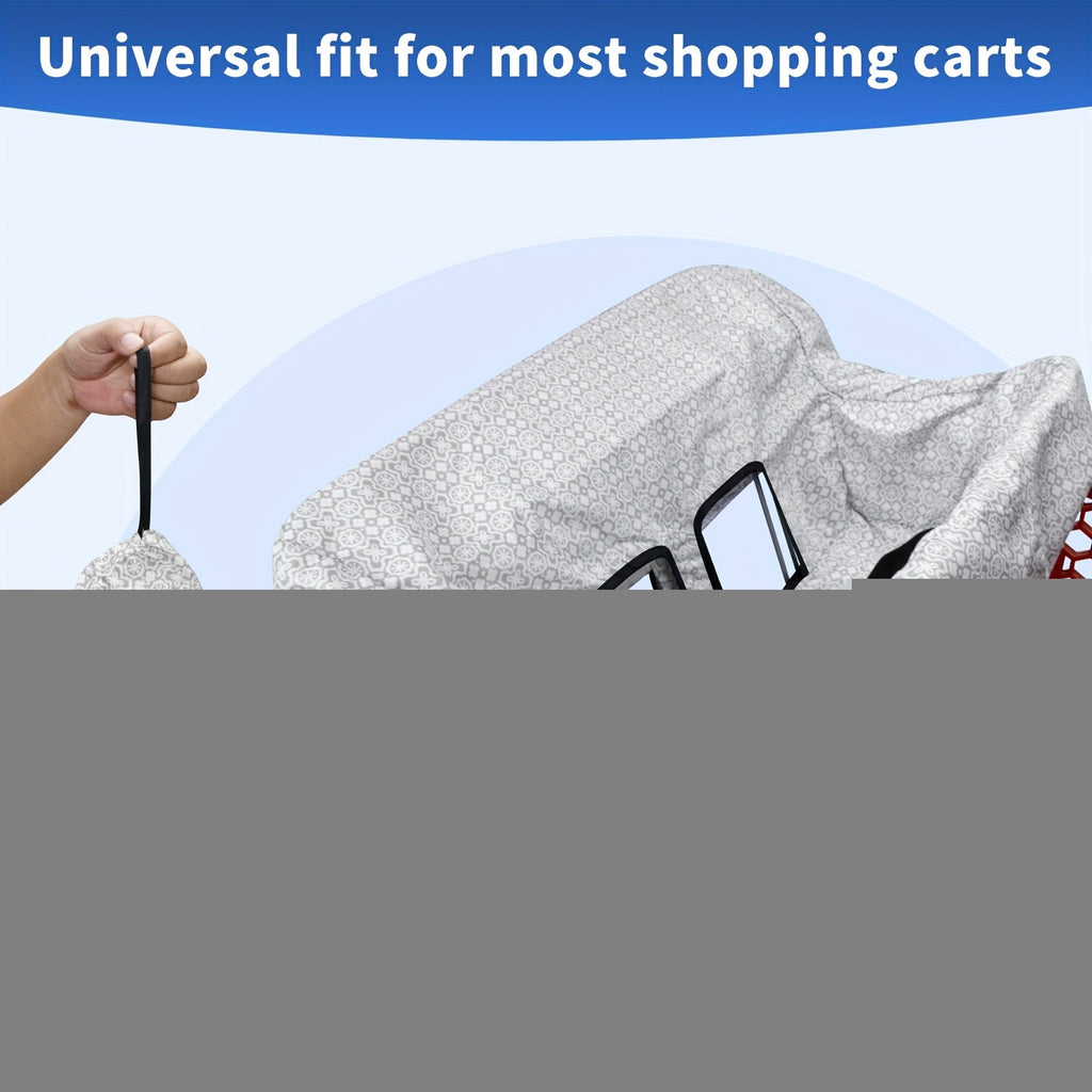 Baby Shopping Cart Cover with Leg Openings and a Carry Pouch in Gray Floral or Blue Owl Prints for Outings