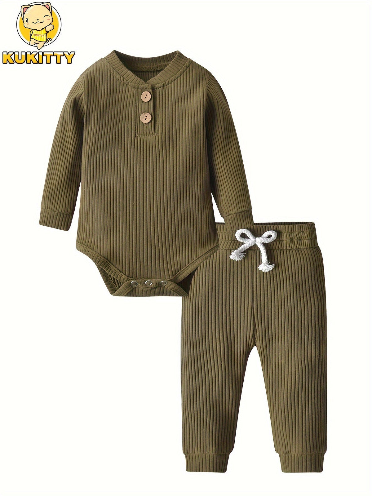 Baby Solid Color Outfit Set - Long Sleeve