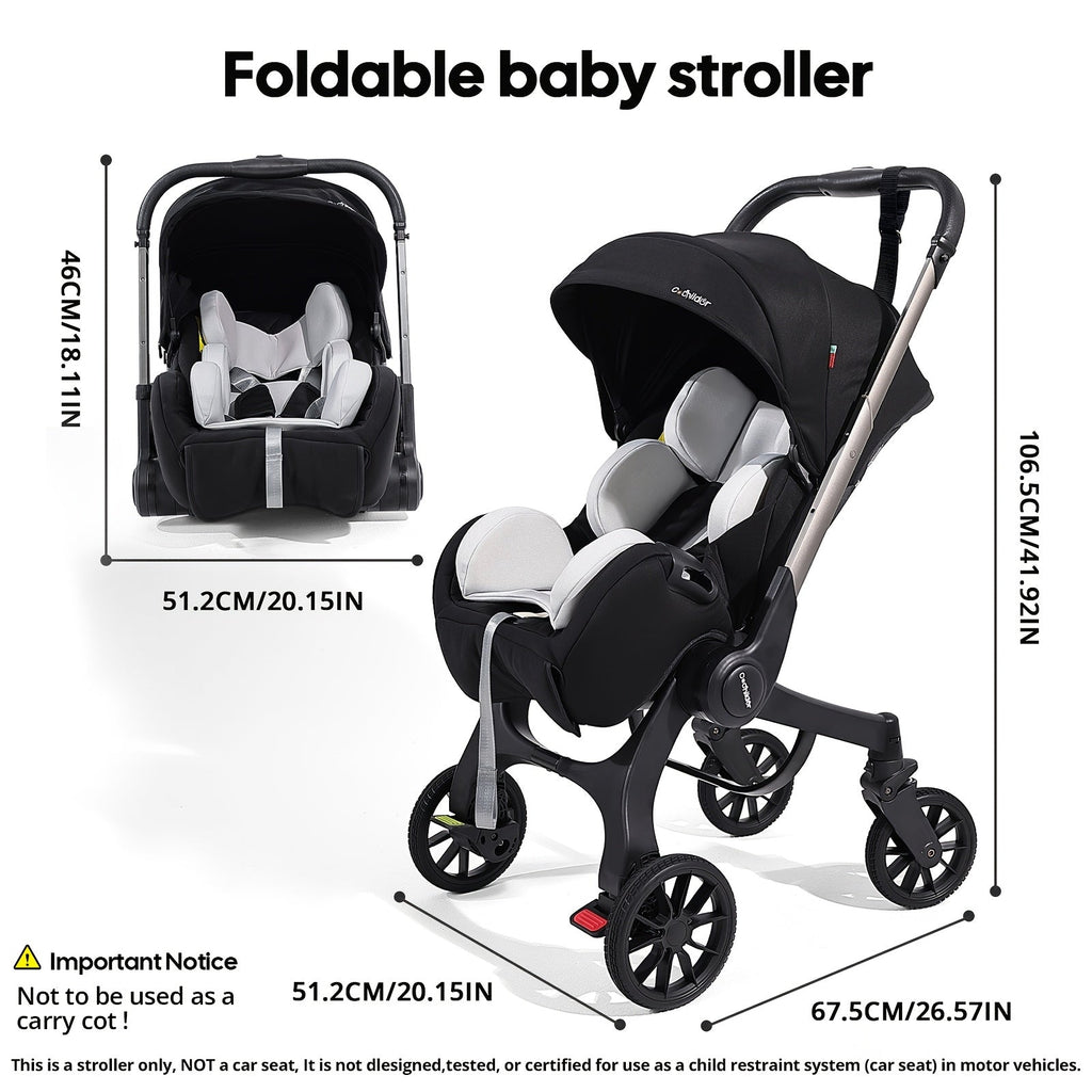 Reversible Baby Stroller with a Folding Metal Frame and Under-Seat Basket for Everyday Outings