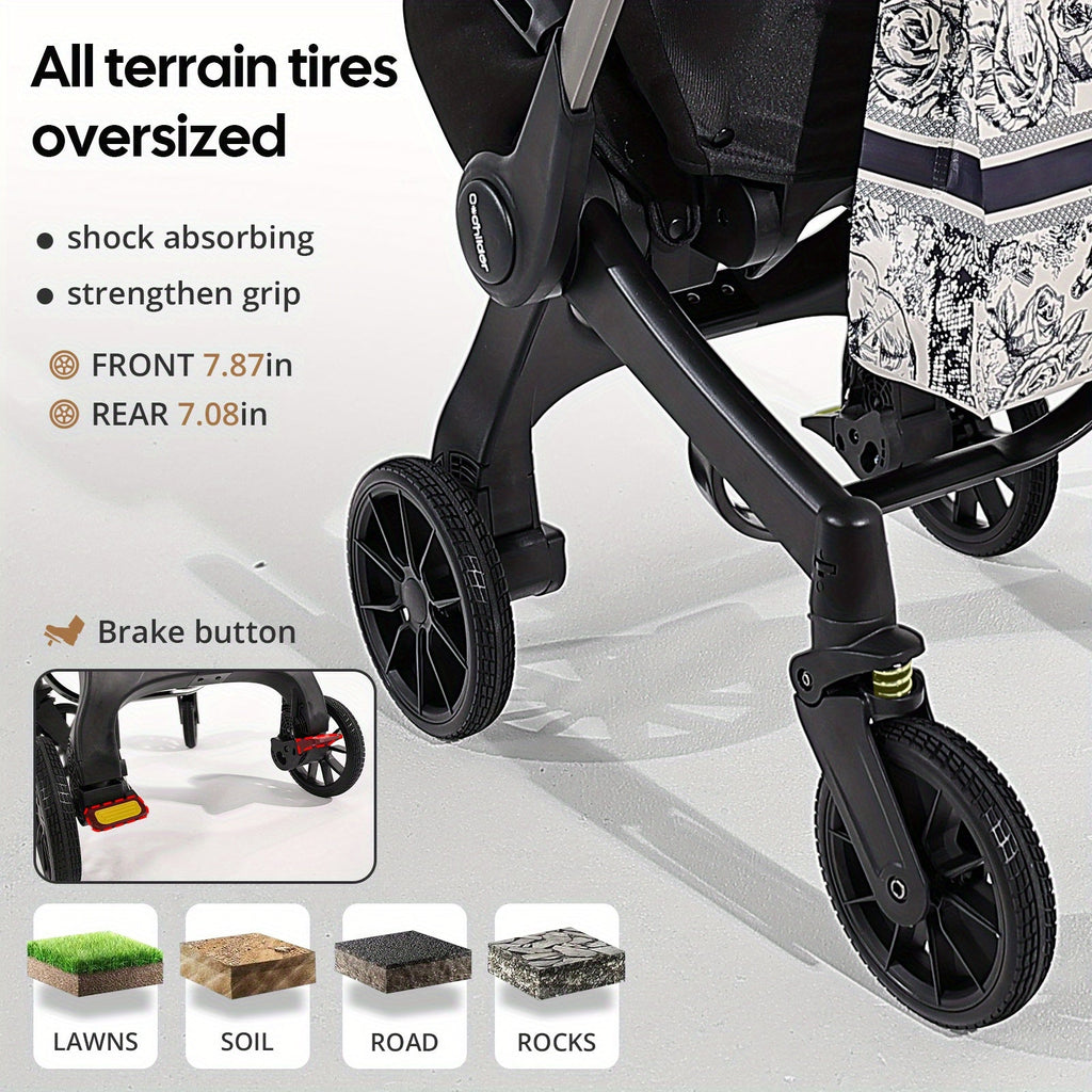 Reversible Baby Stroller with a Folding Metal Frame and Under-Seat Basket for Everyday Outings