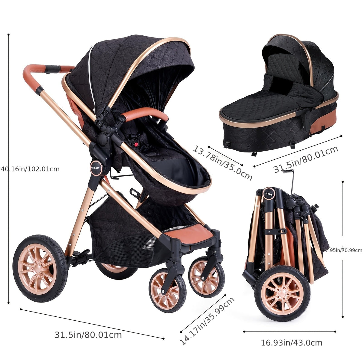 Baby Stroller - Foldable Reversible Adjustable