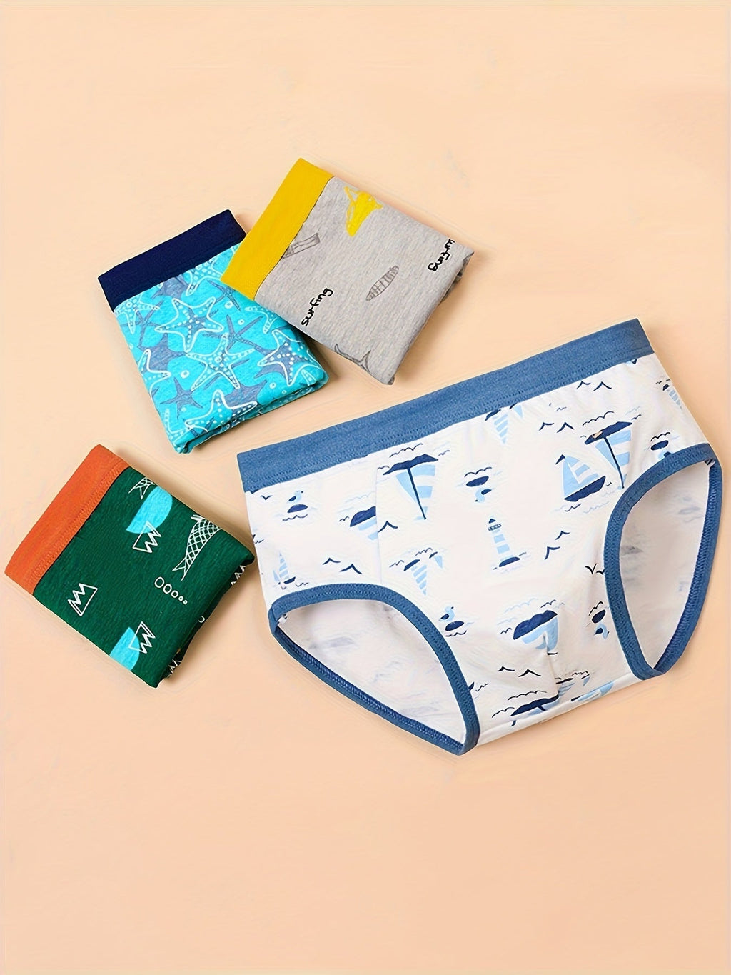 Boys' Animal Print Briefs Eight Pack with Crocodiles and Sea Themed Designs for Daily Underwear Changes