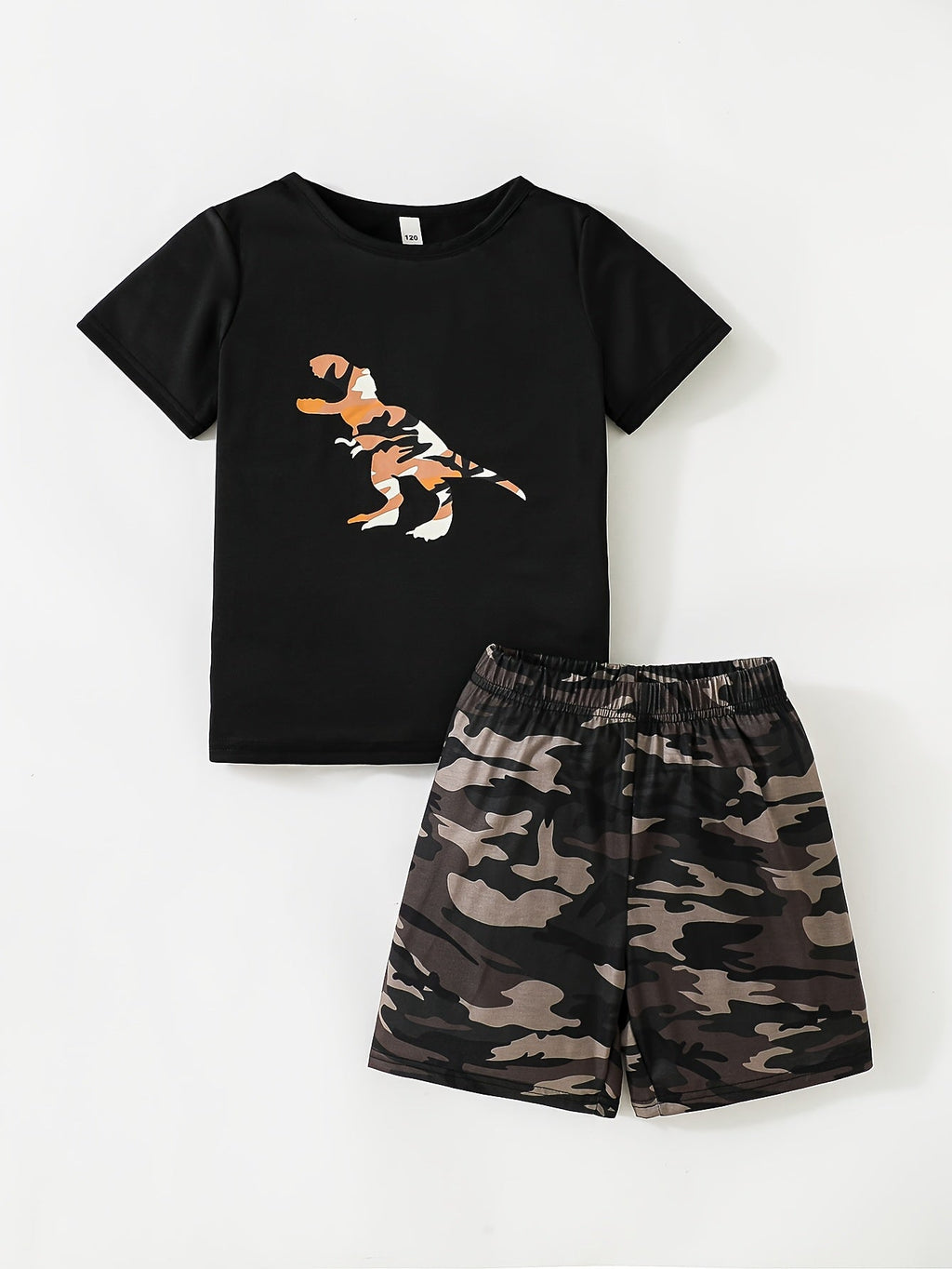 Boys' Eight-Piece Summer Outfit Set with Four Graphic T-Shirts and Four Shorts in Mixed Designs